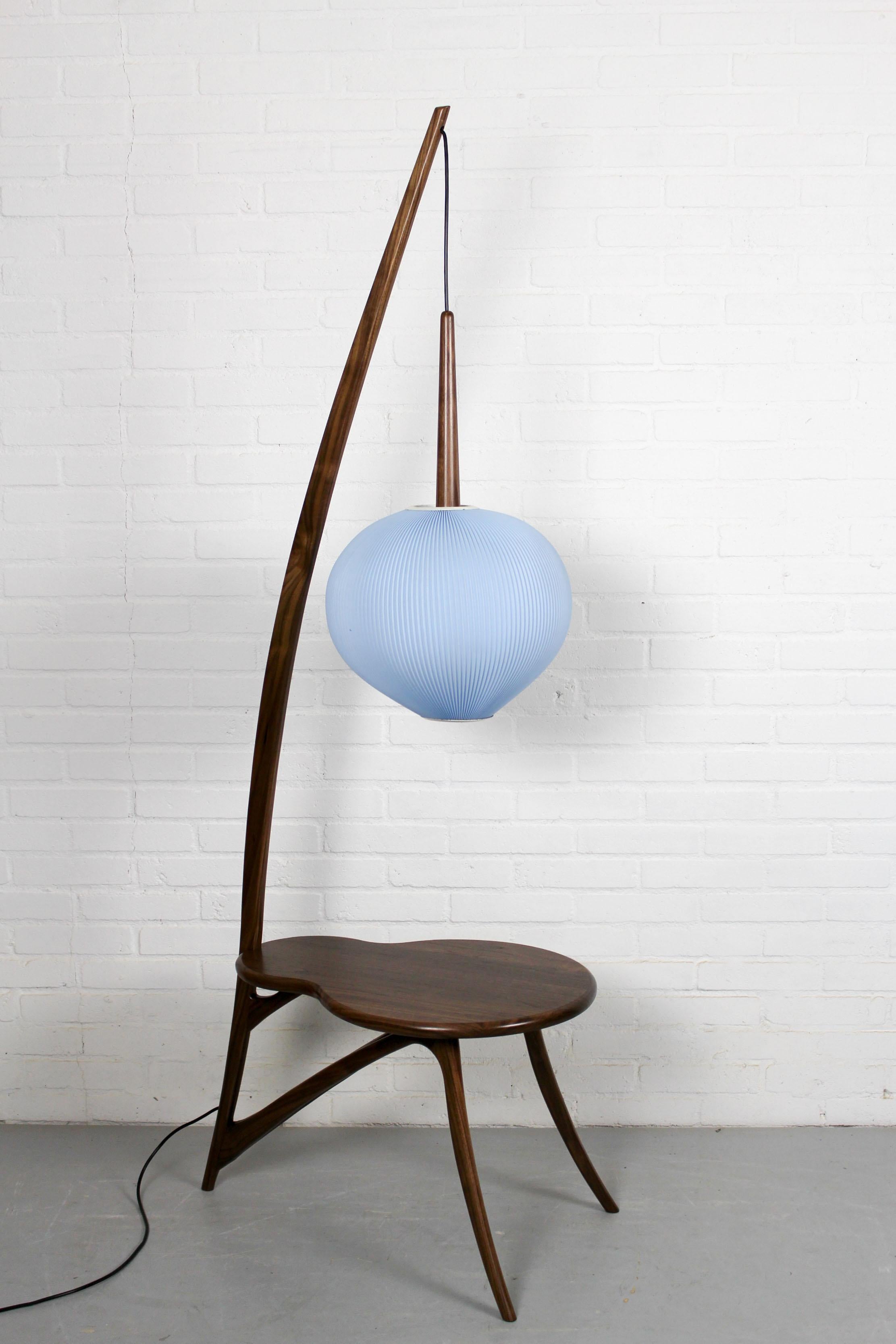 Plastic Mid-Century Modern Floor Lamp and American Nut Table
