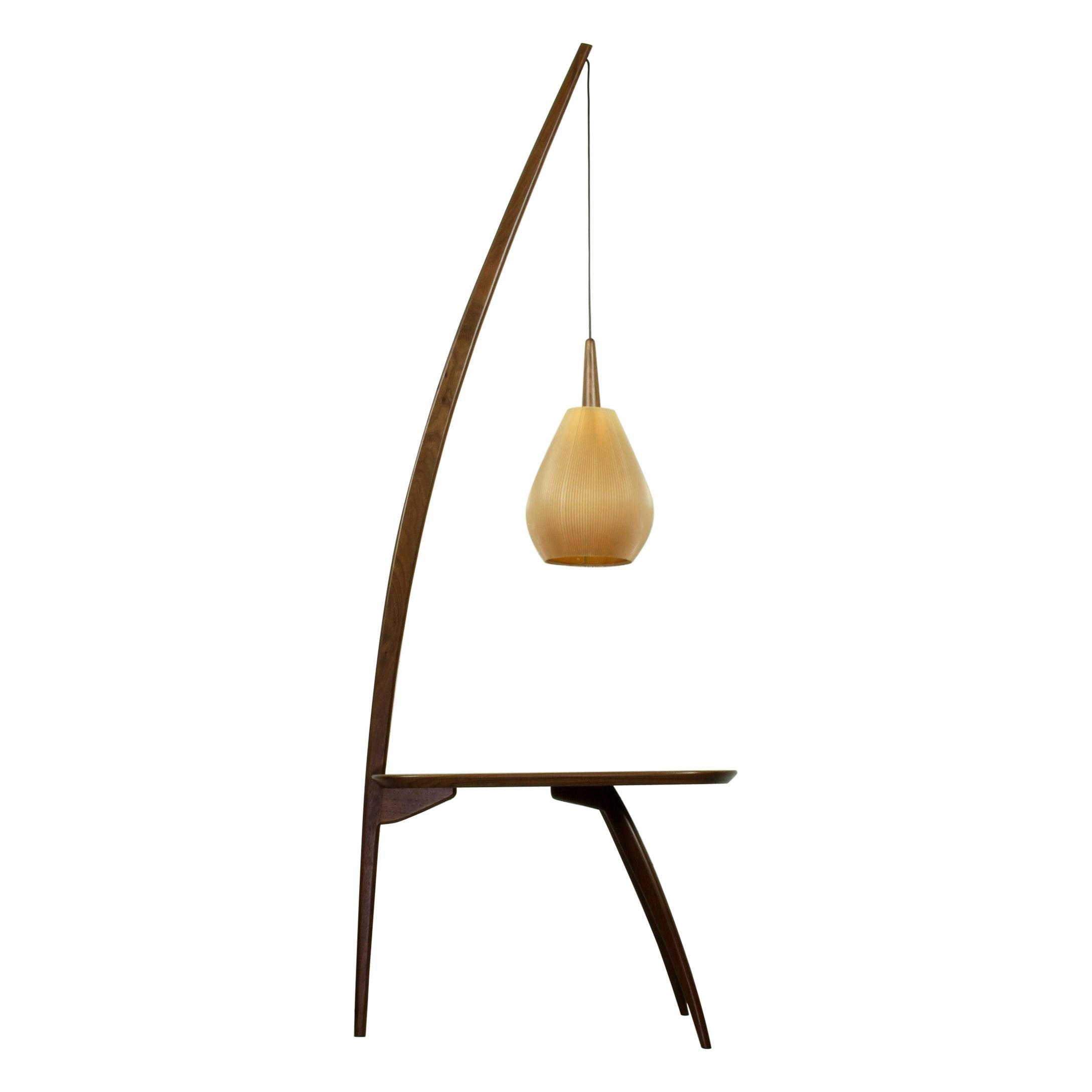 Mid-Century Modern Floor Lamp and American Nut Table