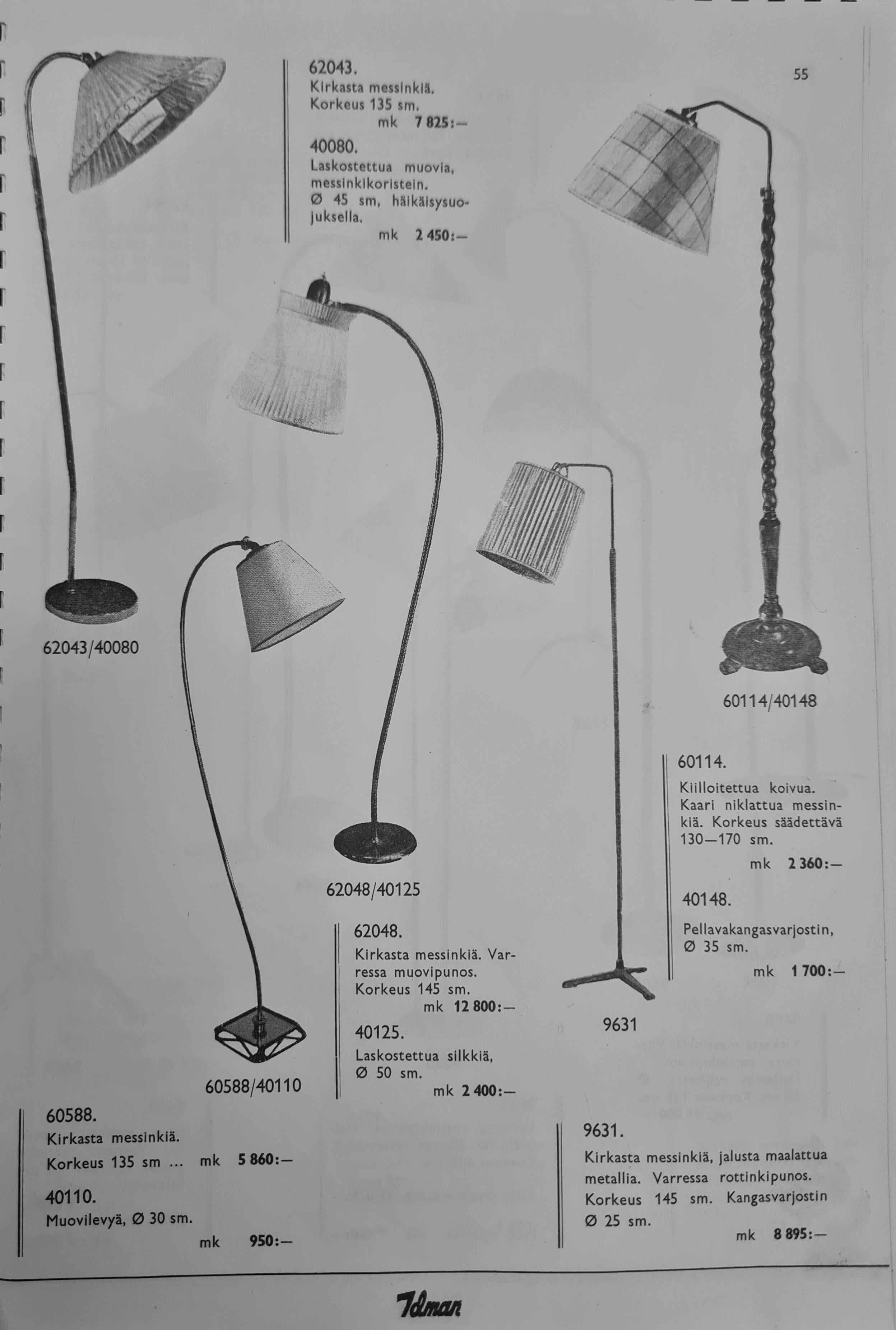 Lámpara de pie moderna de mediados de siglo Attr. a Gunnel Nyman, 60588/40080 de Idman, década de 1940 en venta 3