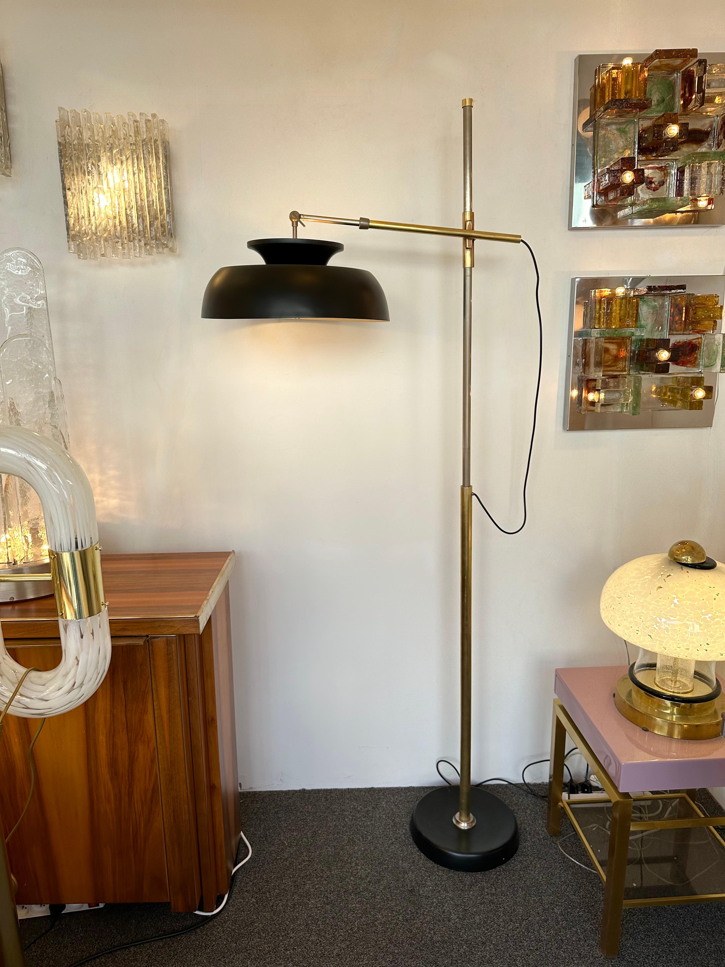 Mid-Century Modern Floor Lamp Brass Lacquered Metal by Lumi, Italy, 1950s For Sale 9