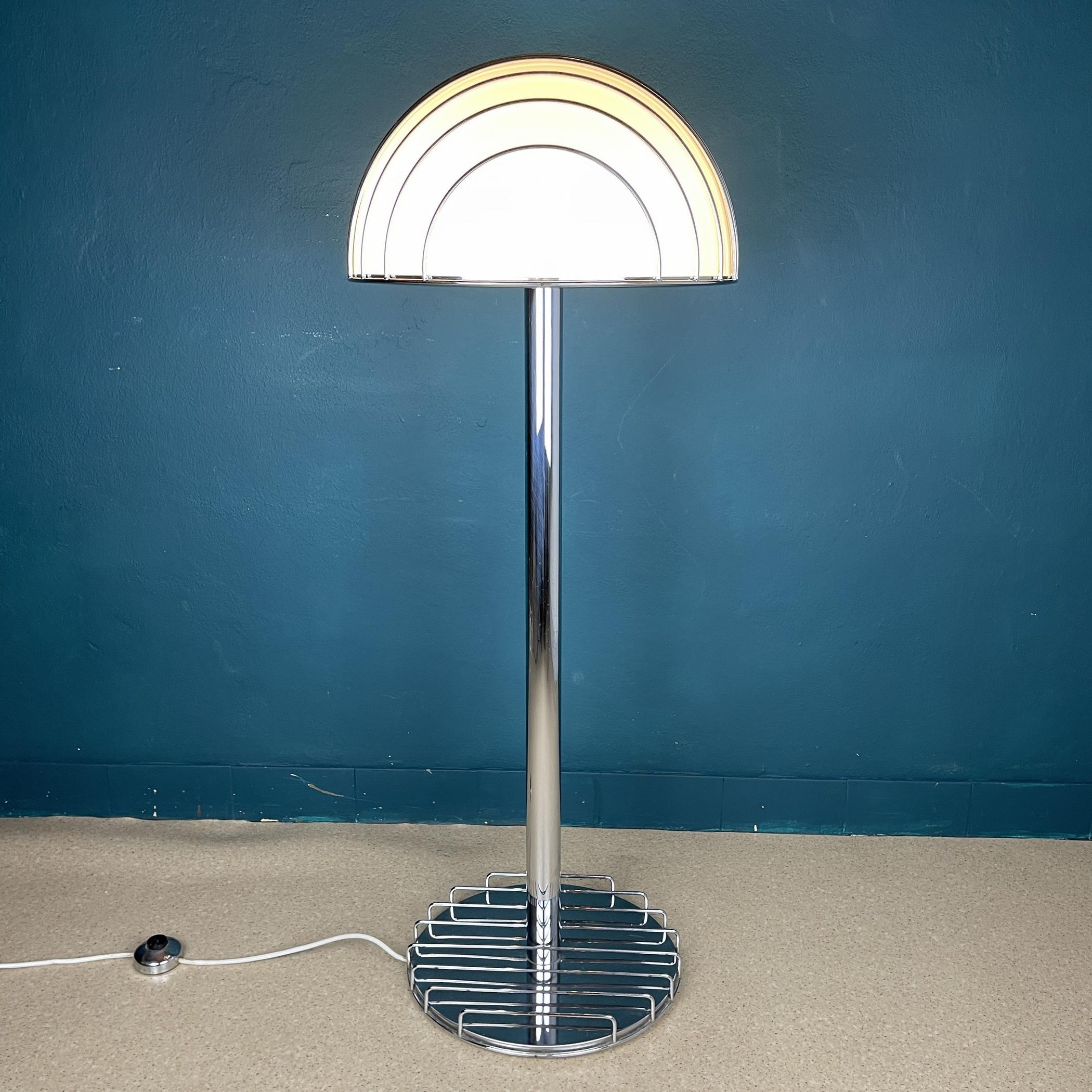 Chrome Mid-Century Modern Floor Lamp by Adalberto Dal Lago for Esperia Italy 1960s For Sale