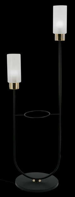 Mid-Century Modern Floor Lamp by Arlus, Brass & Glass, France, 1950s