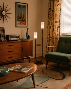 Mid-Century Modern Floor Lamp by Arlus, Brass & Glass, France, 1950s
