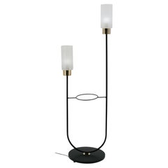 Mid-Century Modern Floor Lamp by Arlus, Brass & Glass, France, 1950s