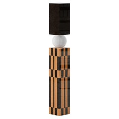 Moderne Stehlampe aus der Mitte des Jahrhunderts, Kariertes Holz mit Intarsien, schwarzes Vogelauge und Eschenwurzel