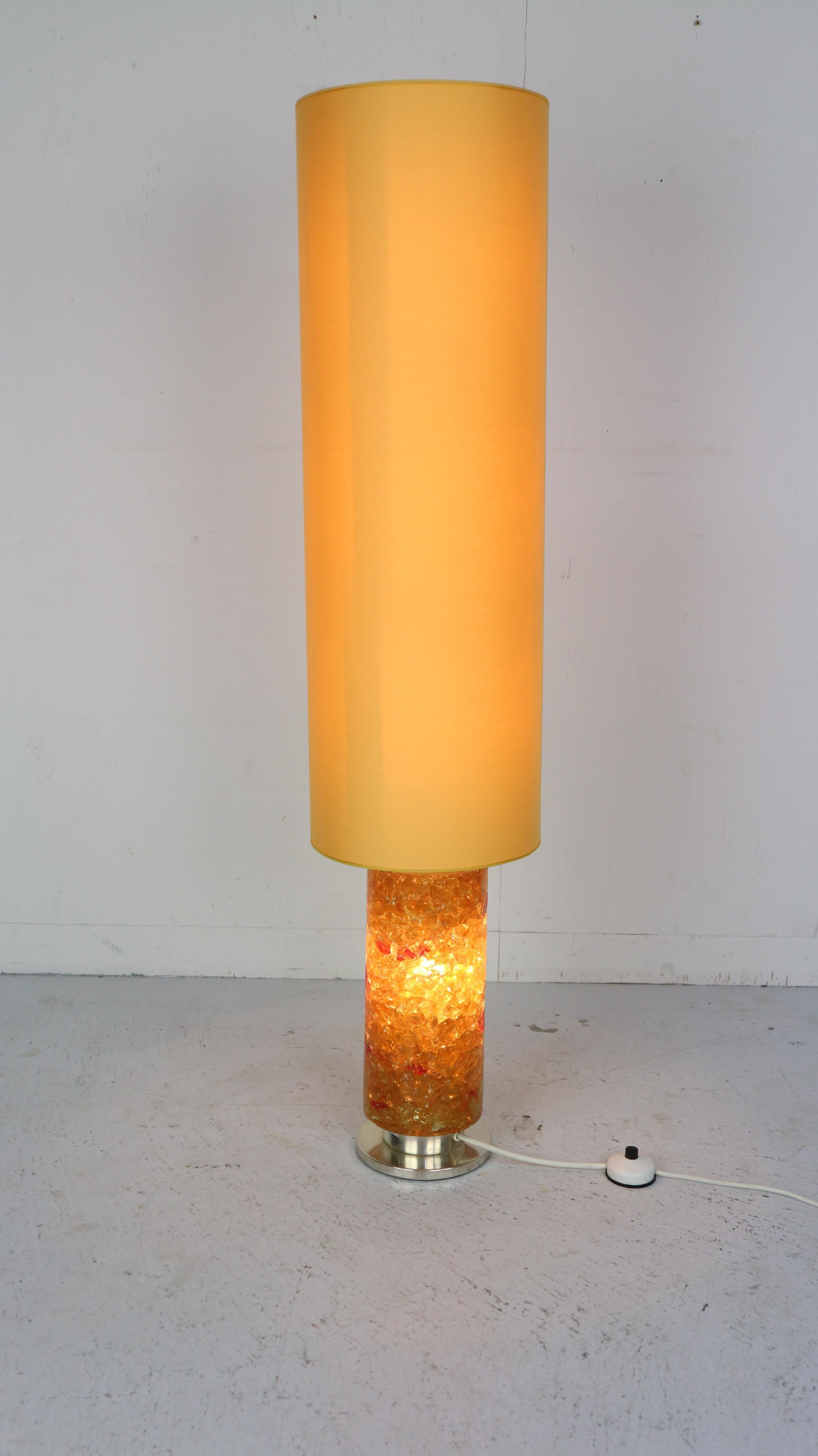 Mid-Century Modern Floor Lamp Epoxy Amber Glass, 1970s, Belgium 5