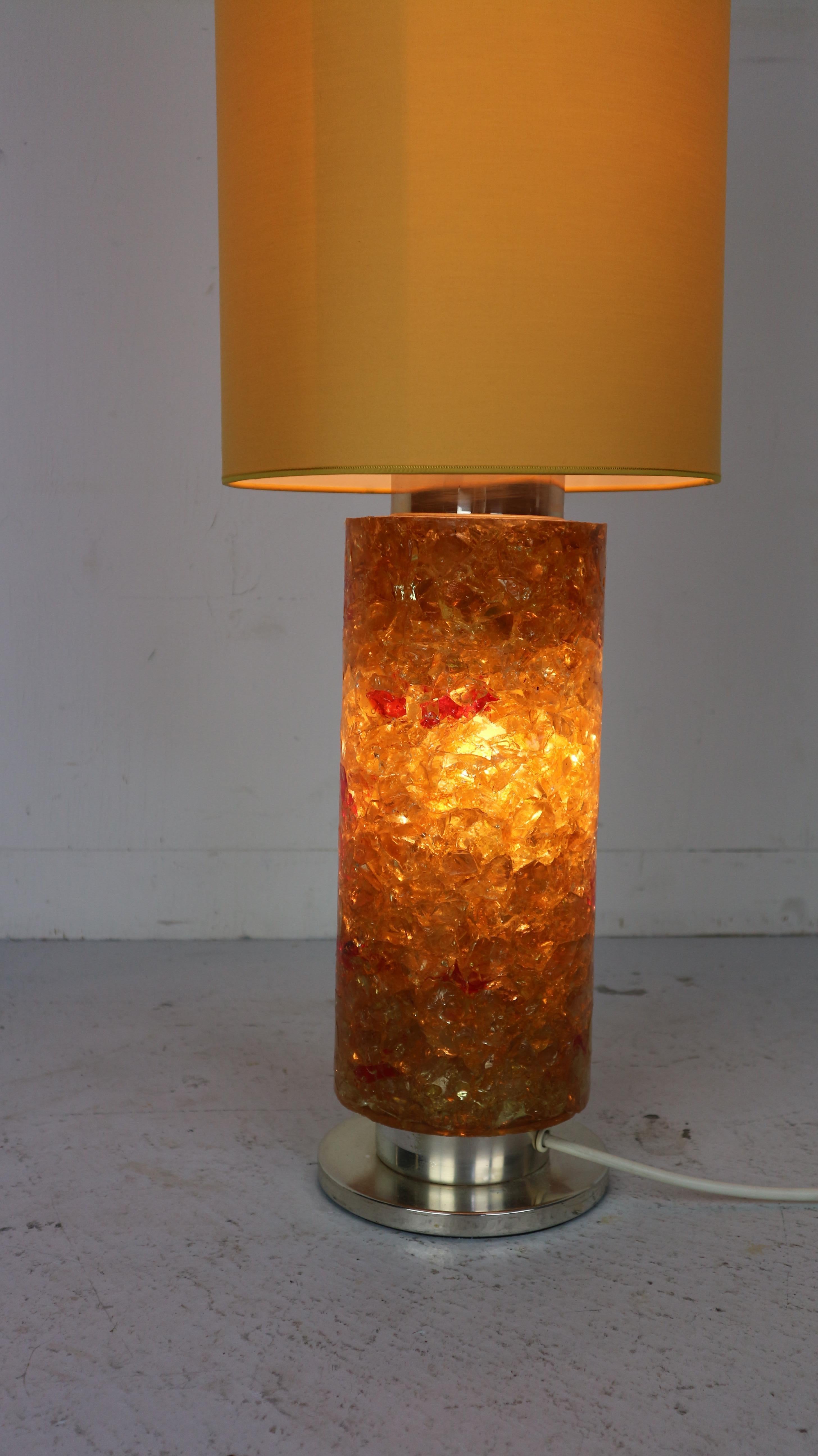 Mid-Century Modern Floor Lamp Epoxy Amber Glass, 1970s, Belgium 8