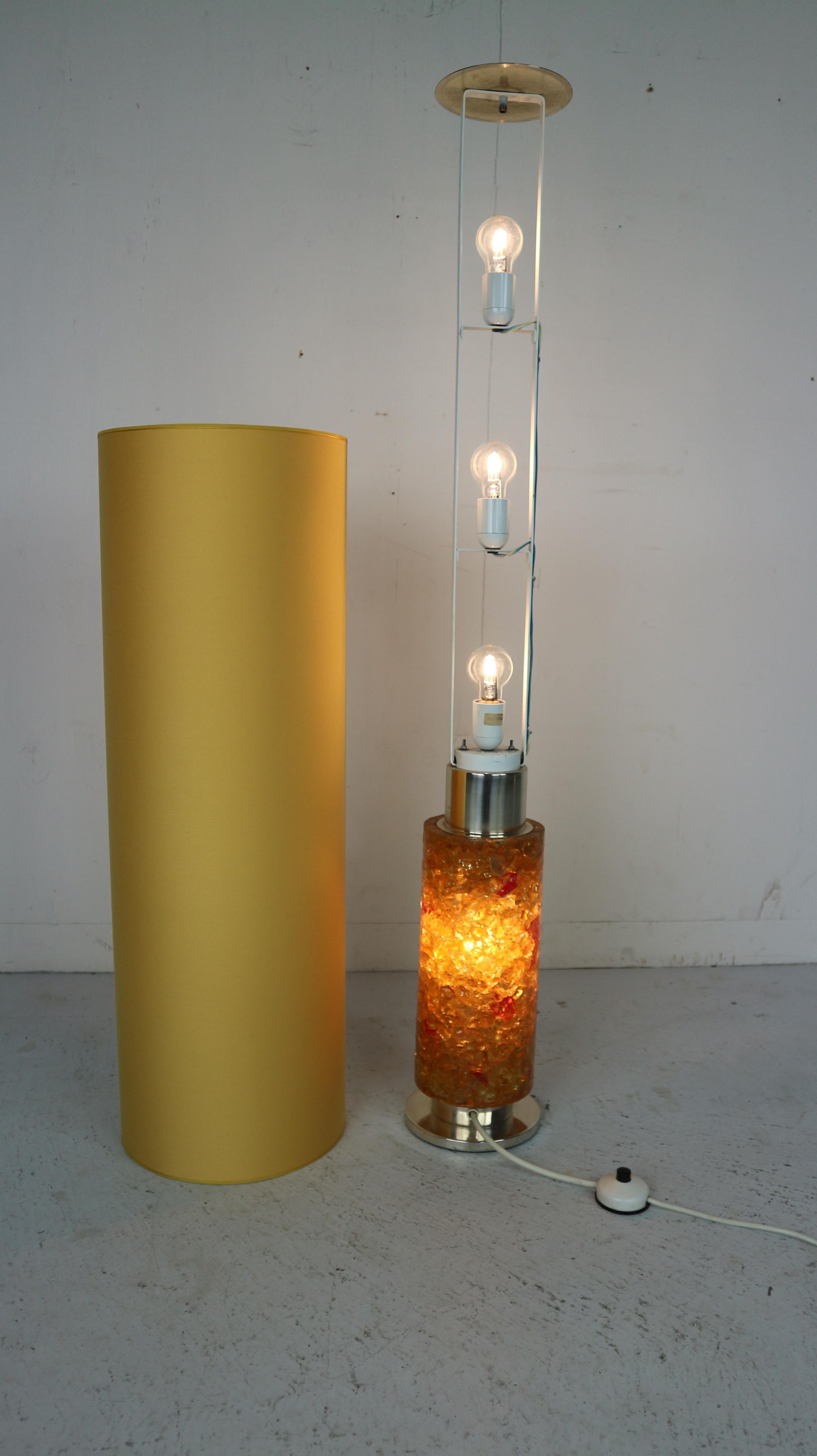 Mid-Century Modern Floor Lamp Epoxy Amber Glass, 1970s, Belgium 9
