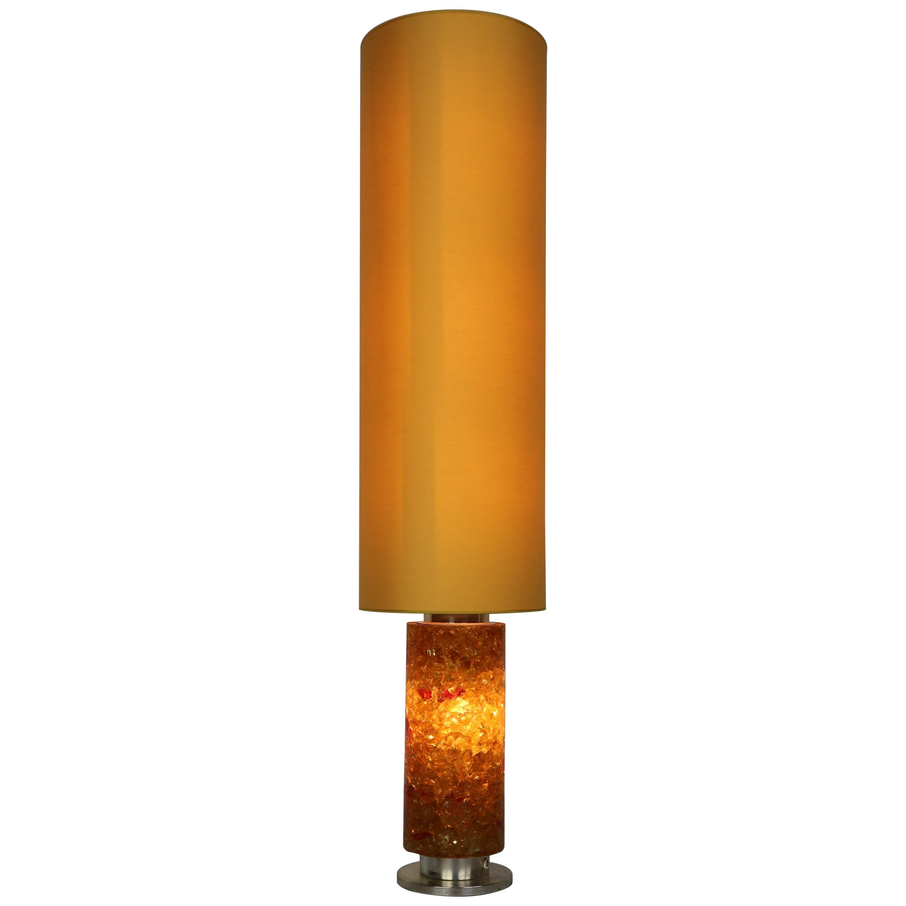 Mid-Century Modern Floor Lamp Epoxy Amber Glass, 1970s, Belgium
