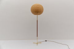 Mid-Century Modern Floor Lamp in Brass and Teak from Temde, 1960s Switzerland