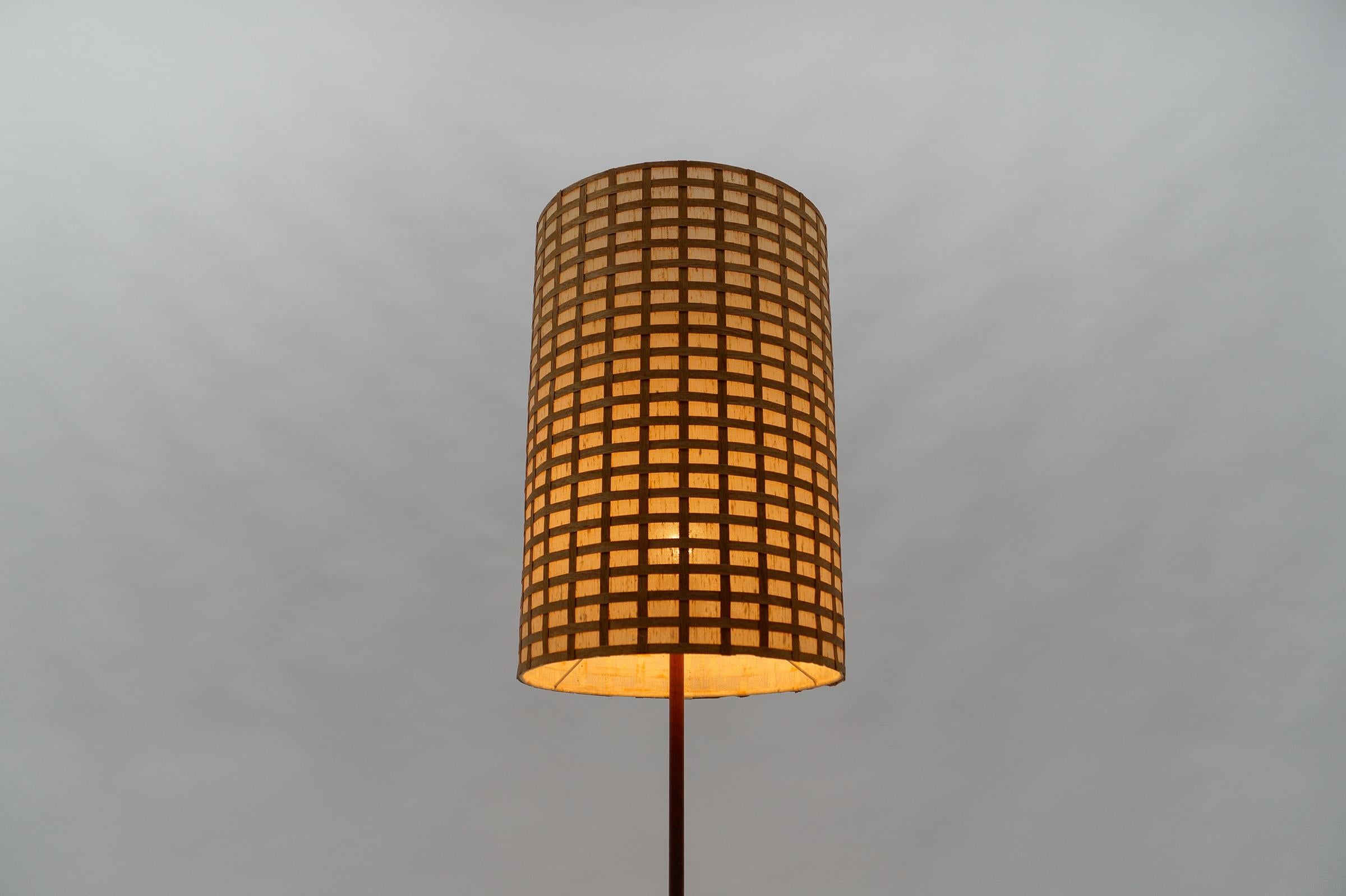 Mid-20th Century  Mid-Century Modern Floor Lamp in Brass and Teak from Temde, 1960s Switzerland For Sale