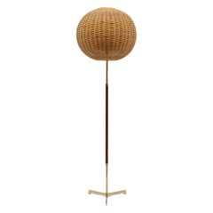 Mid-Century Modern Floor Lamp in Brass and Teak from Temde, 1960s Switzerland
