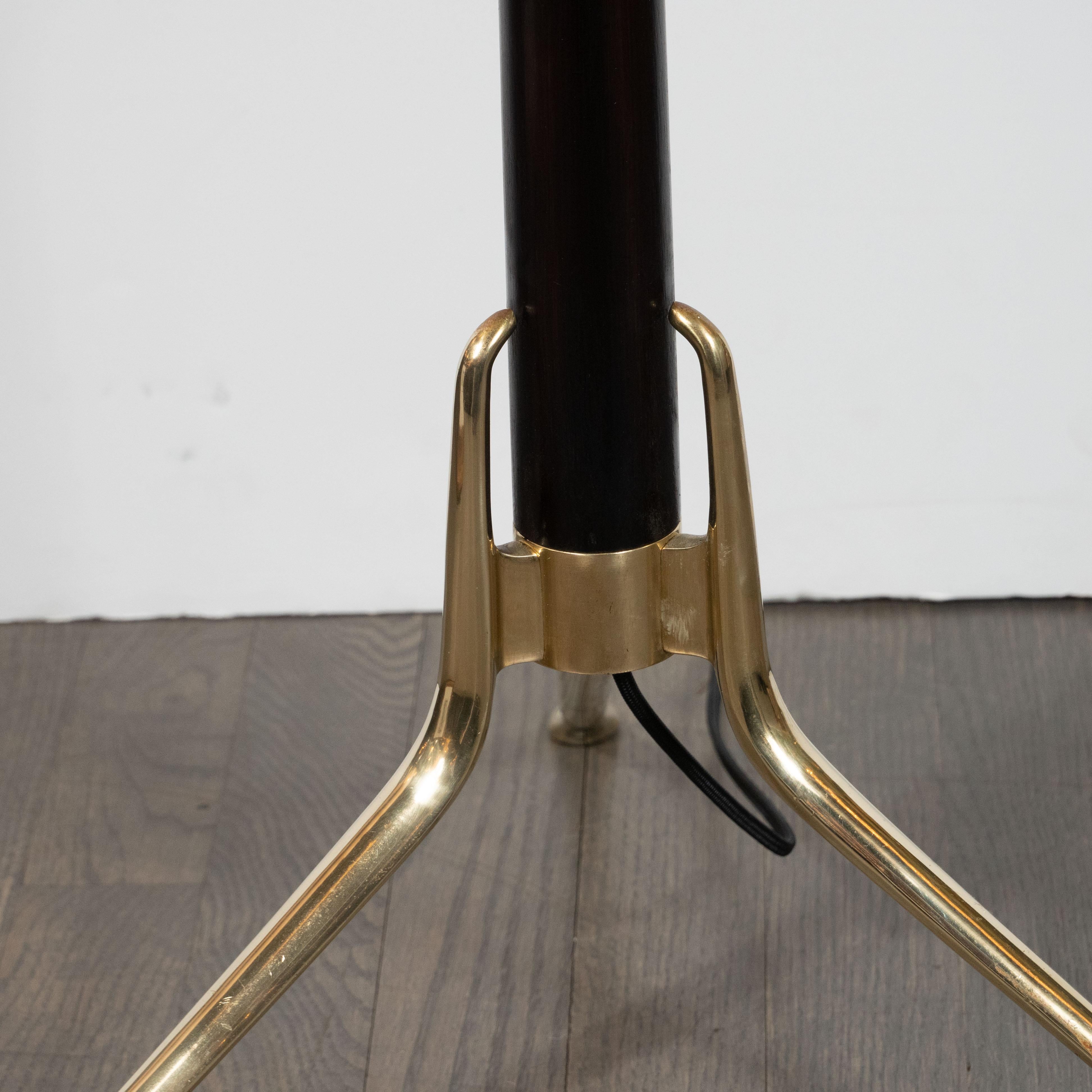 Lampadaire moderne du milieu du siècle en laiton et noyer ébène par Gerald Thurston en vente 4