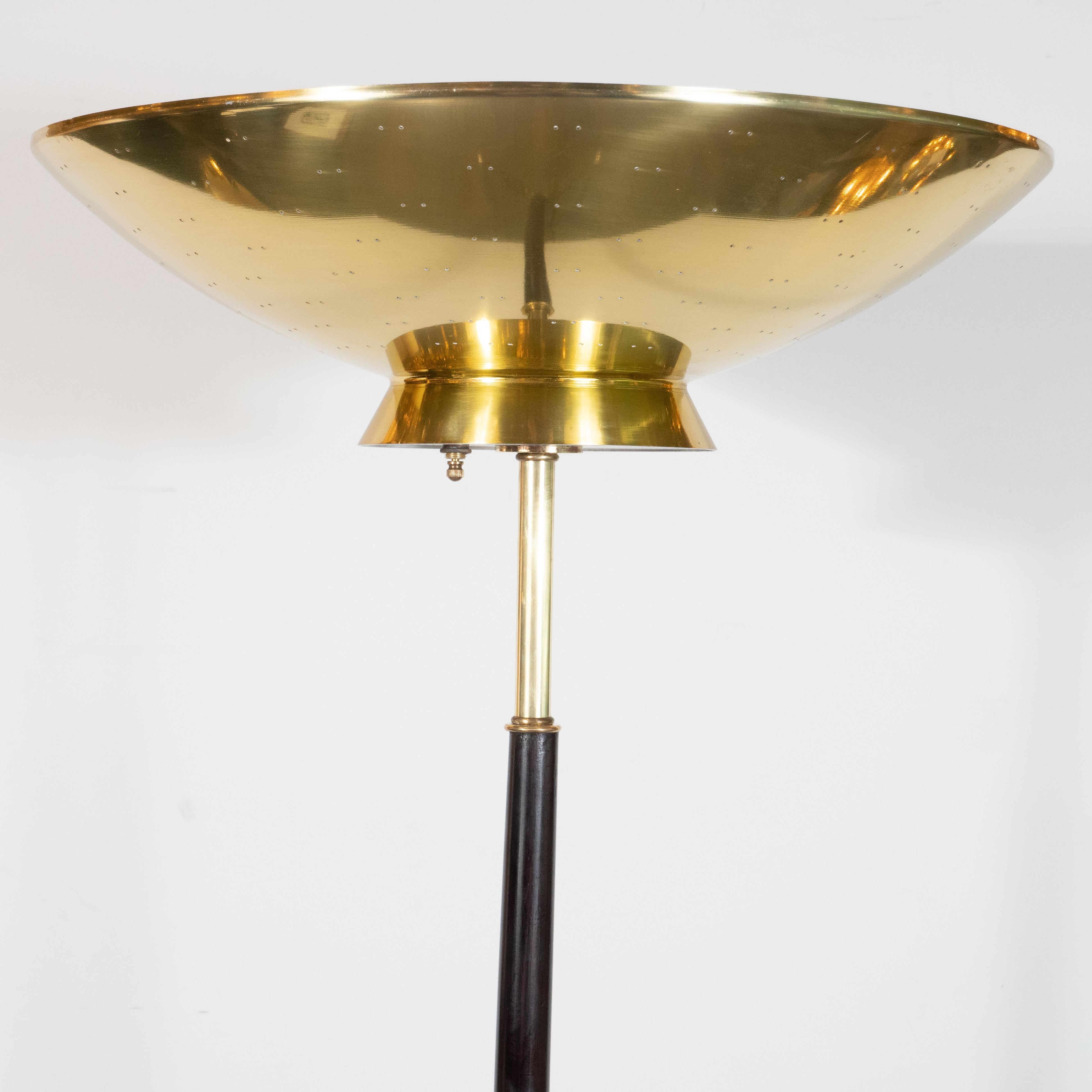 Moderne Stehlampe aus der Mitte des Jahrhunderts aus Messing und ebonisiertem Nussbaum von Gerald Thurston im Angebot 2