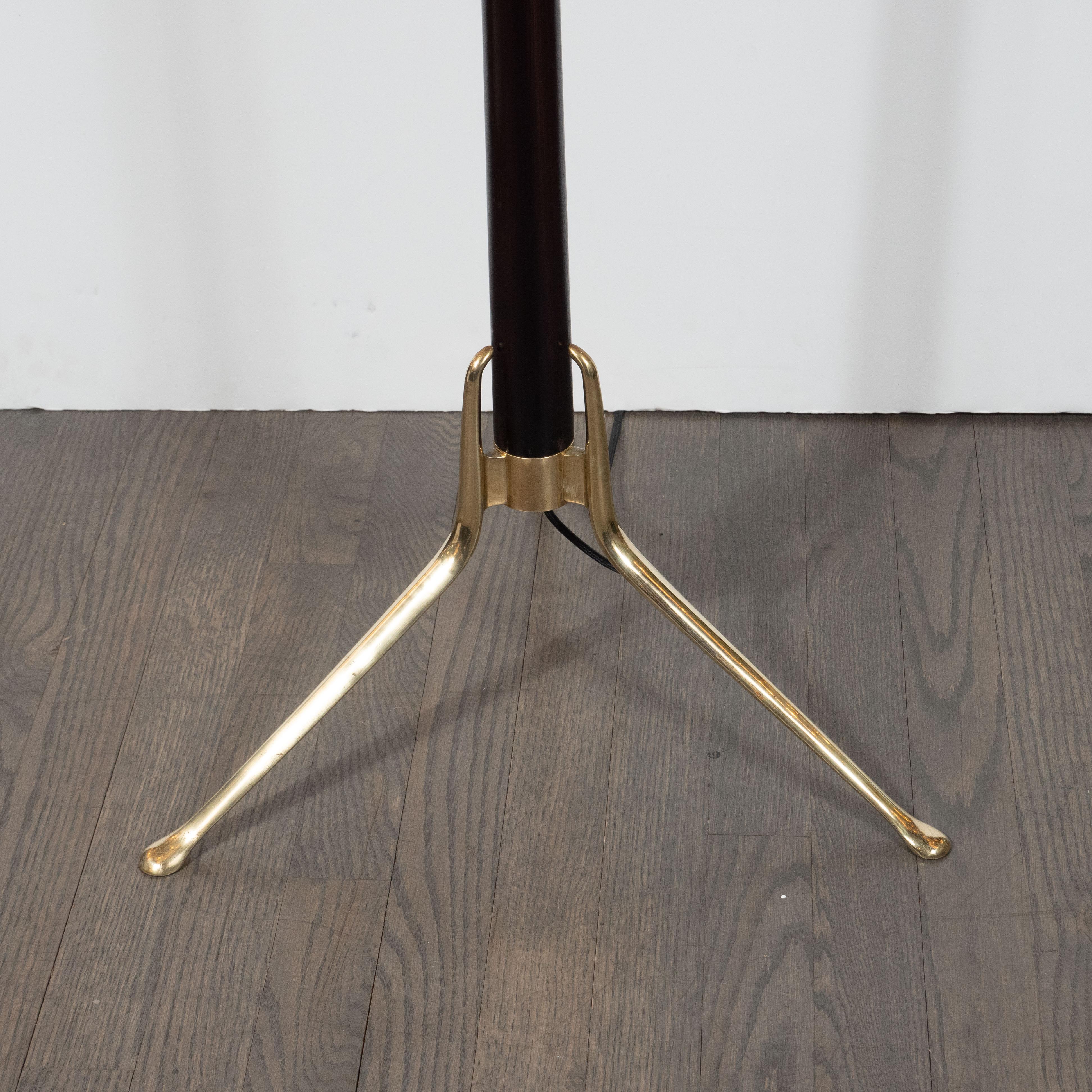 Mid-Century Modern Floor Lamp in Brass and Ebonized Walnut by Gerald Thurston For Sale 4
