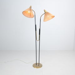 Lampada da terra moderna di metà secolo Model No. EN 31 con paralumi in rattan, Itsu 1950s