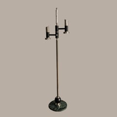 Mid-Century Modern Floor Lamp on Verde Alpi Dark Marble Base, Italy, 1960s