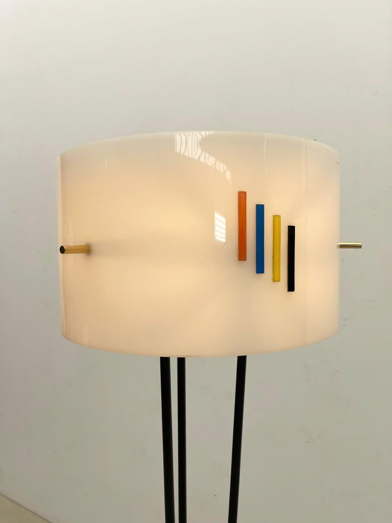 MidCentury Modern Floor Lamp, Plexiglass and Marble Base, Italy For