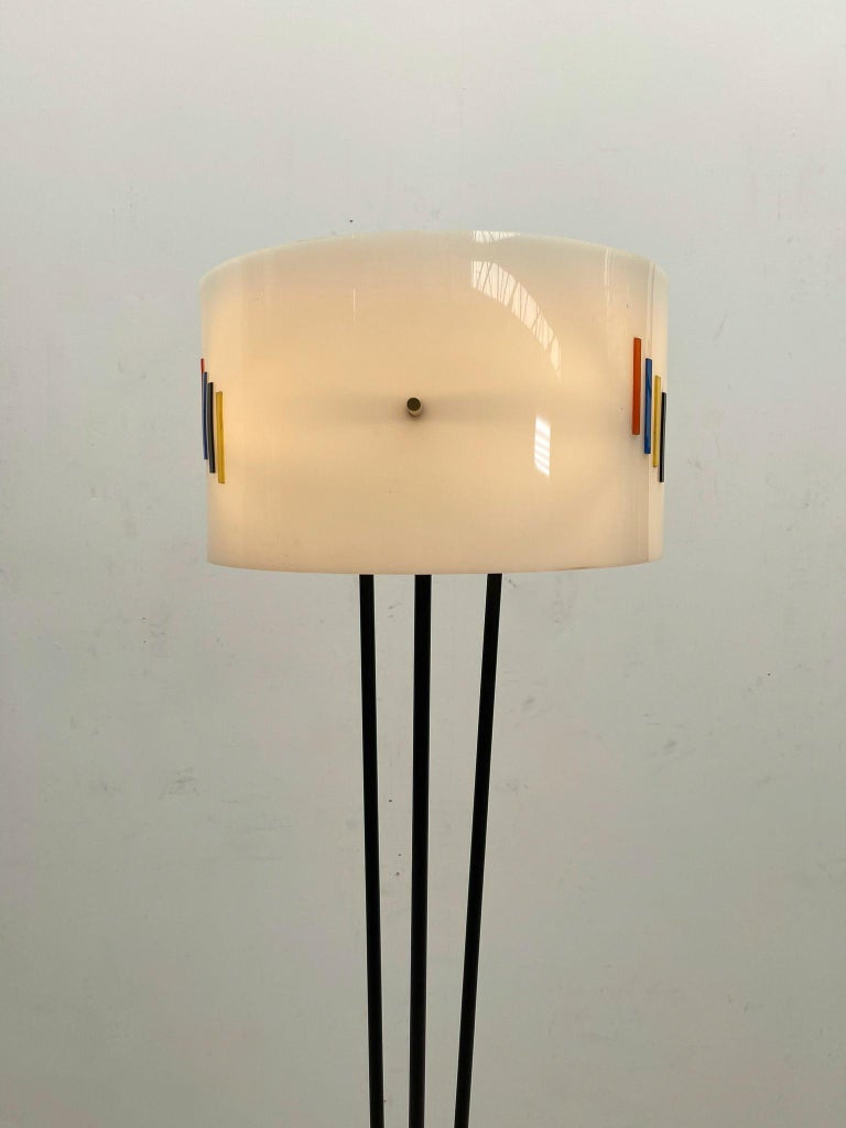 MidCentury Modern Floor Lamp, Plexiglass and Marble Base, Italy For