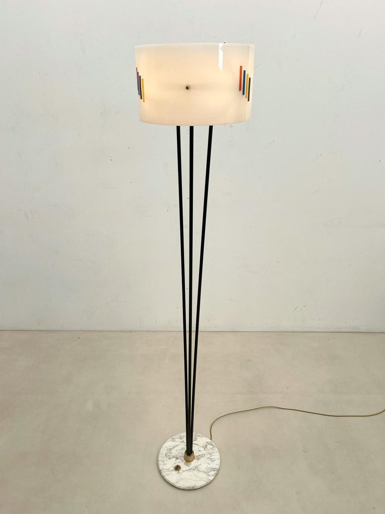 MidCentury Modern Floor Lamp, Plexiglass and Marble Base, Italy For