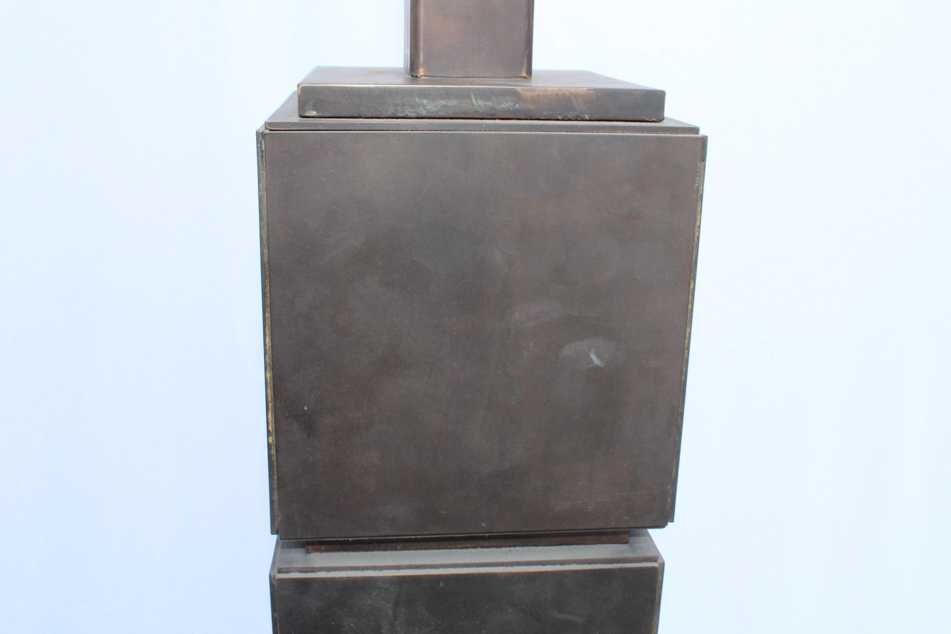 North American Mid-Century Modern Floor Lamp Steel Boxs Stacked Designer Sample For Sale