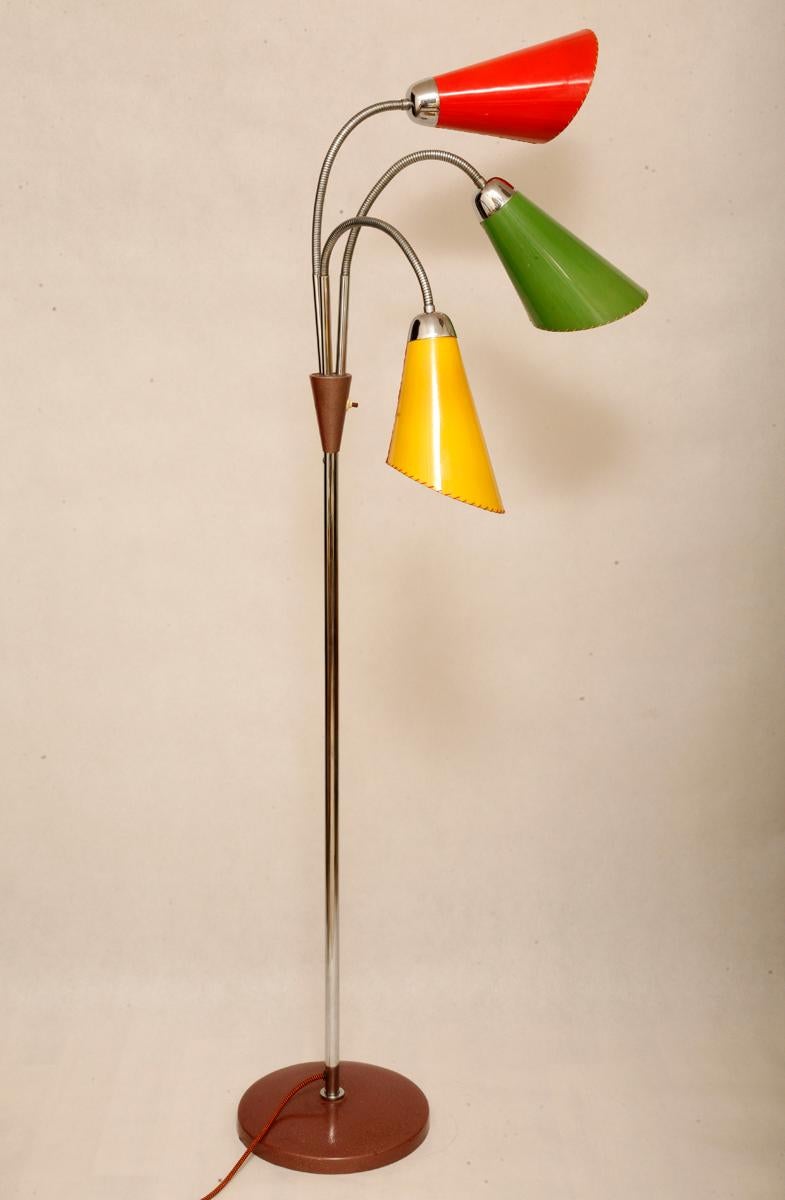 Chrome Mid-Century Modern Floor Lamp TYP S 102 by Lidokov Boskovice, 1960s For Sale