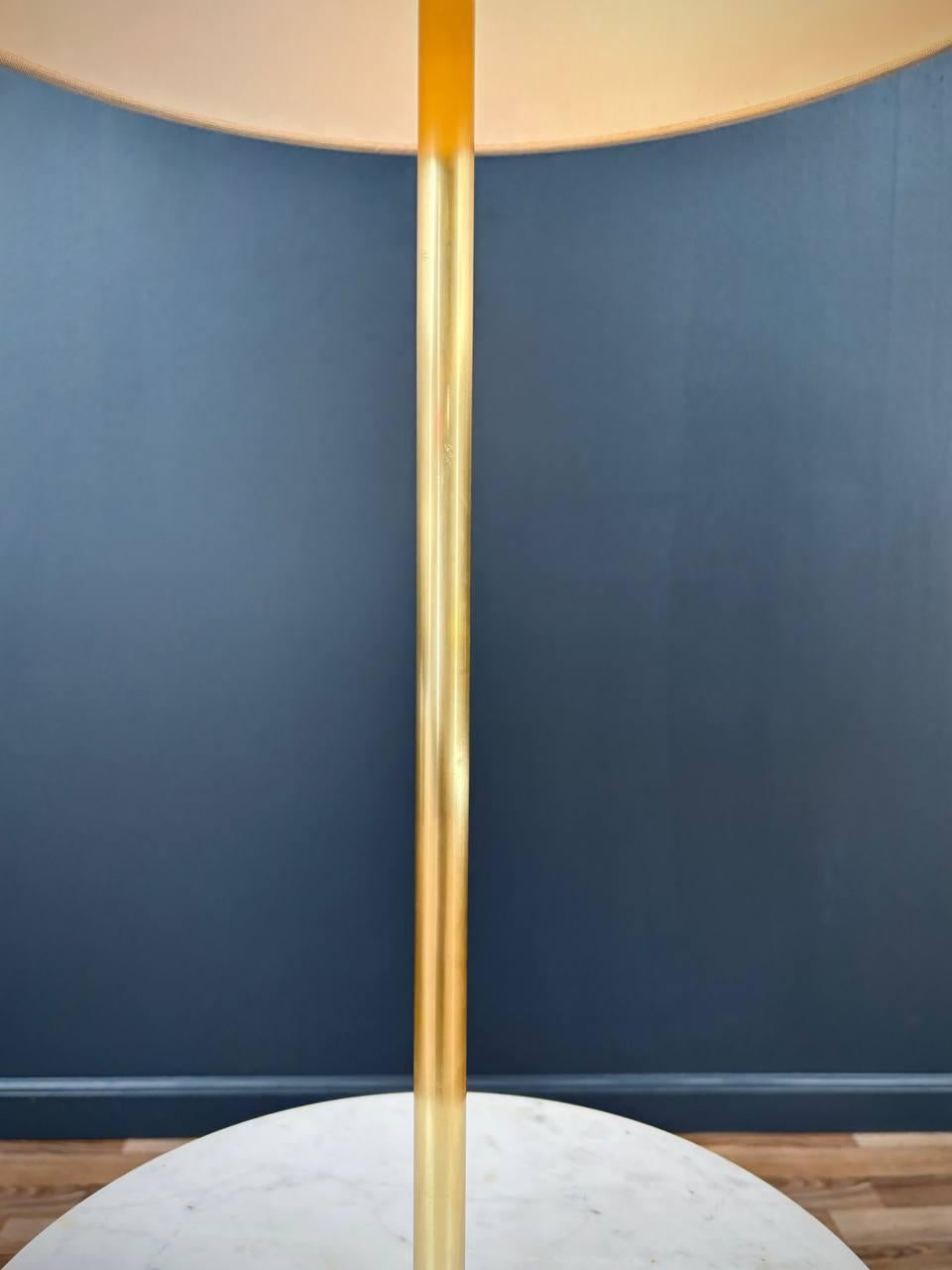 Mid-20th Century Mid-Century Modern Floor Lamp w/ Marble Side Table For Sale