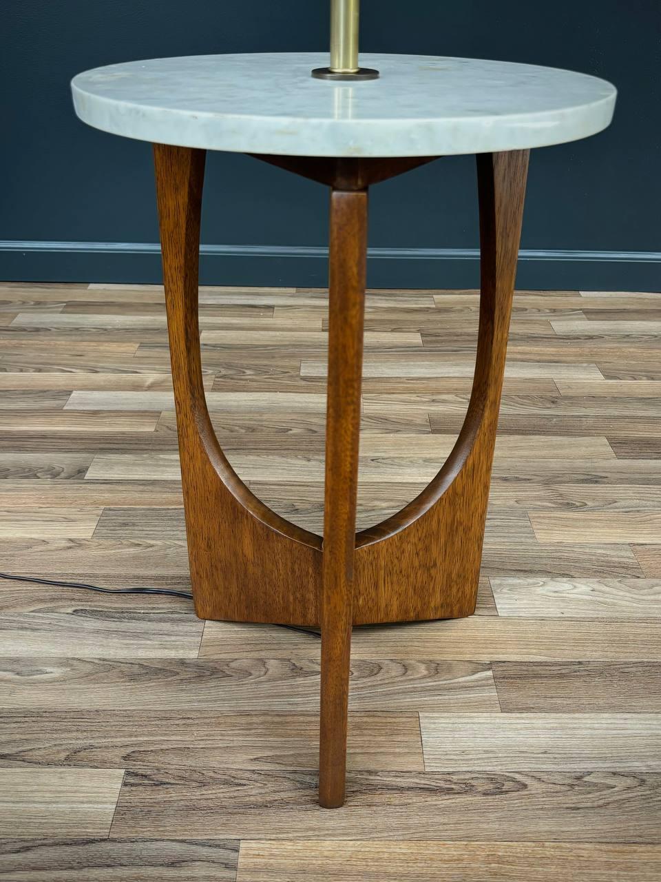 Mid-Century Modern Floor Lamp w/ Marble Side Table For Sale 3