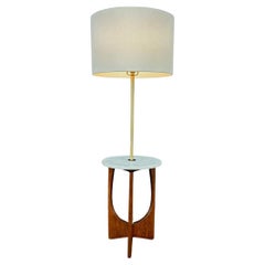 Vintage Mid-Century Modern Floor Lamp w/ Marble Side Table