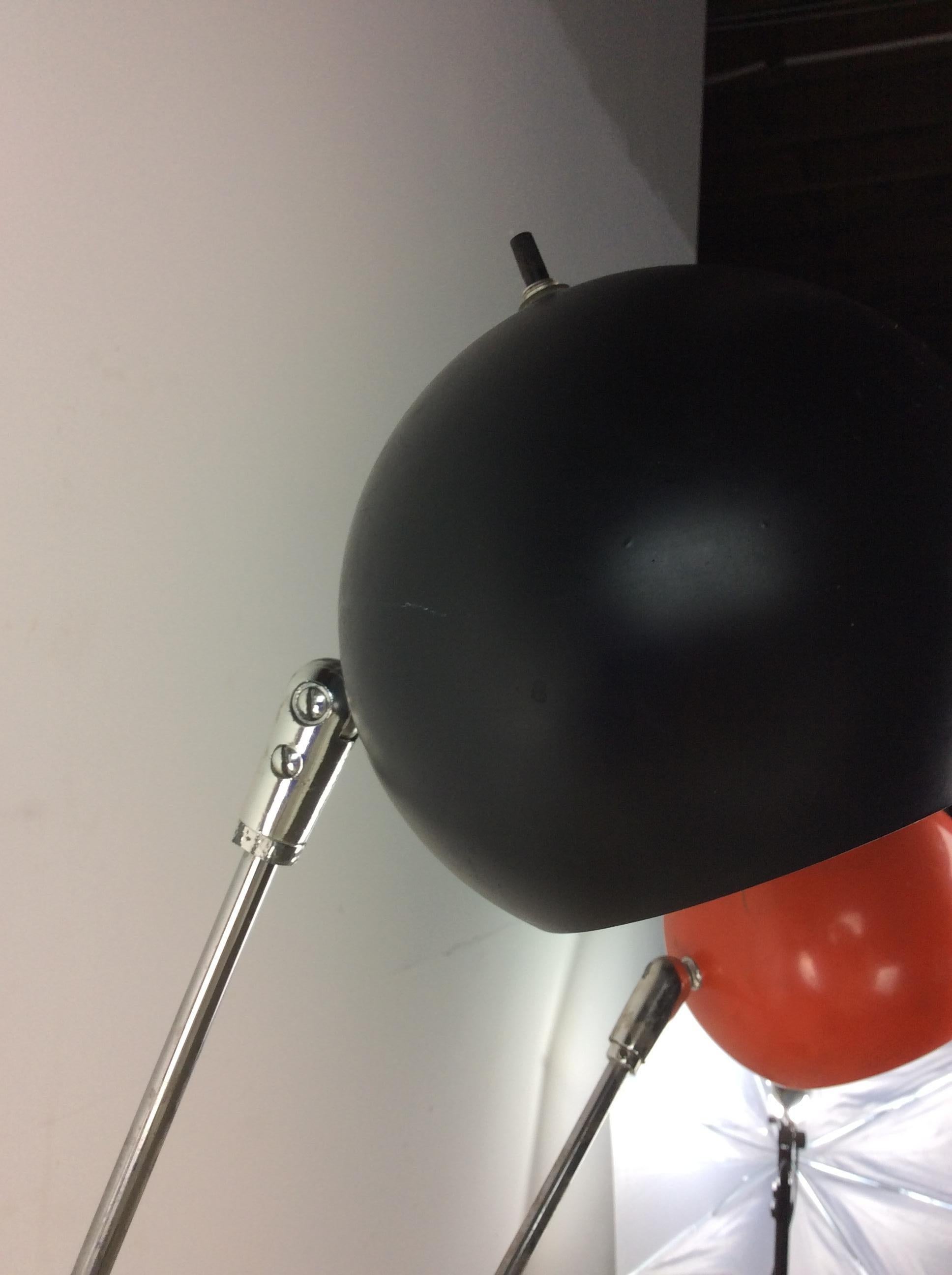 Mid Century Modern Floor Lamp with Black White & Red Globes For Sale 5