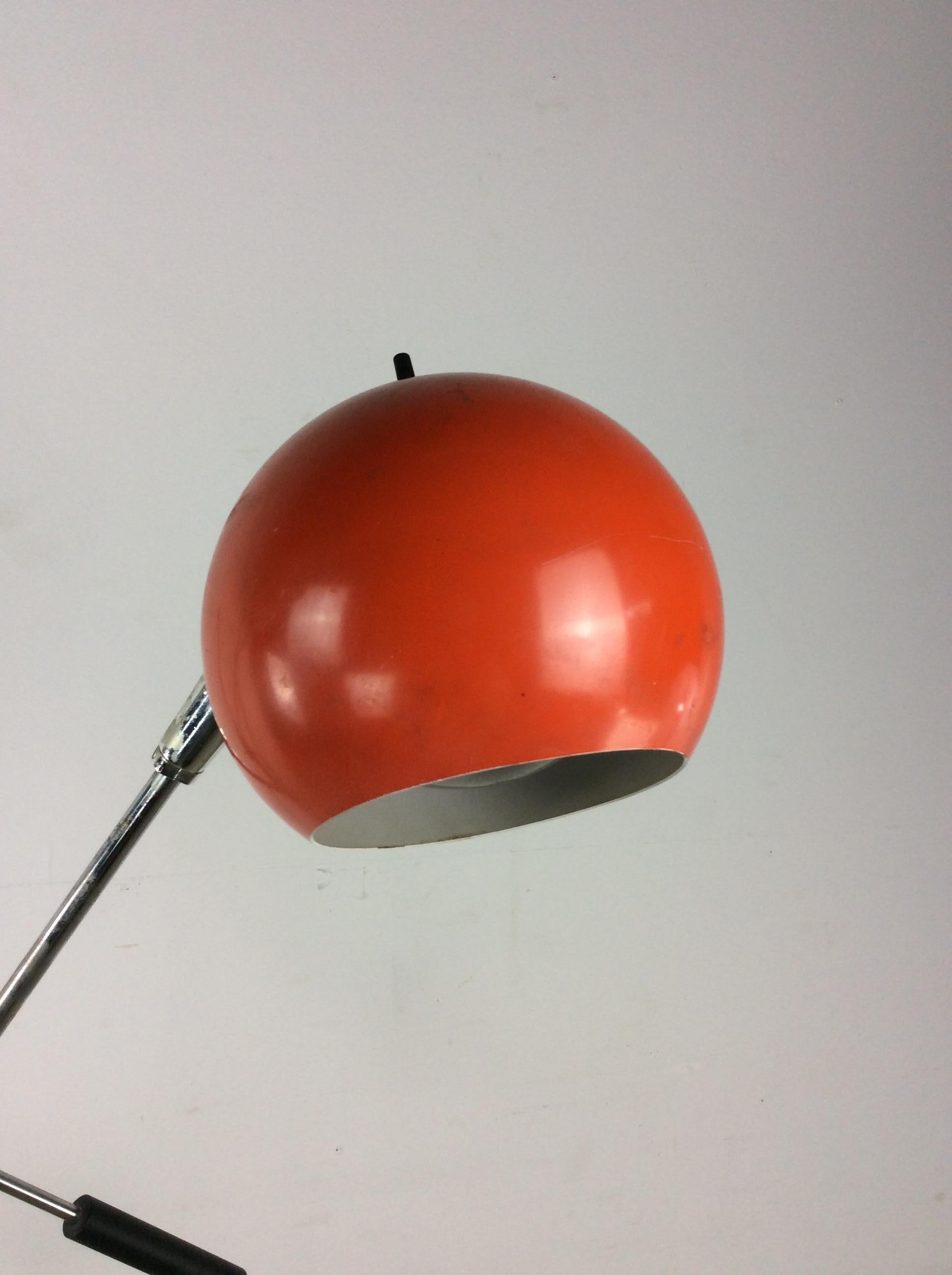 Mid Century Modern Floor Lamp with Black White & Red Globes For Sale 7