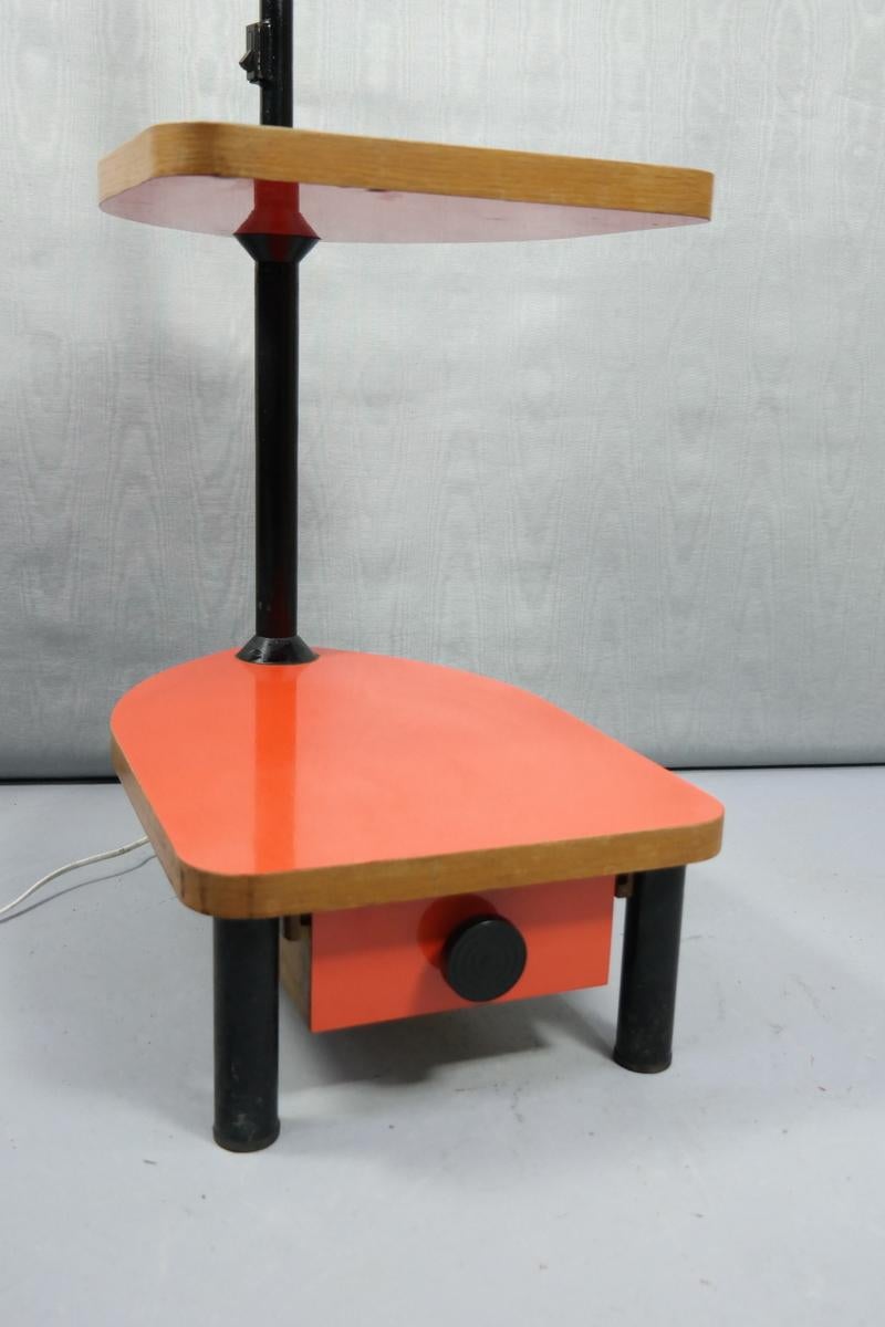 Mid-Century Modern Floor Lamp with Drawer Storage Stand, 1970s In Good Condition In Budapest, HU