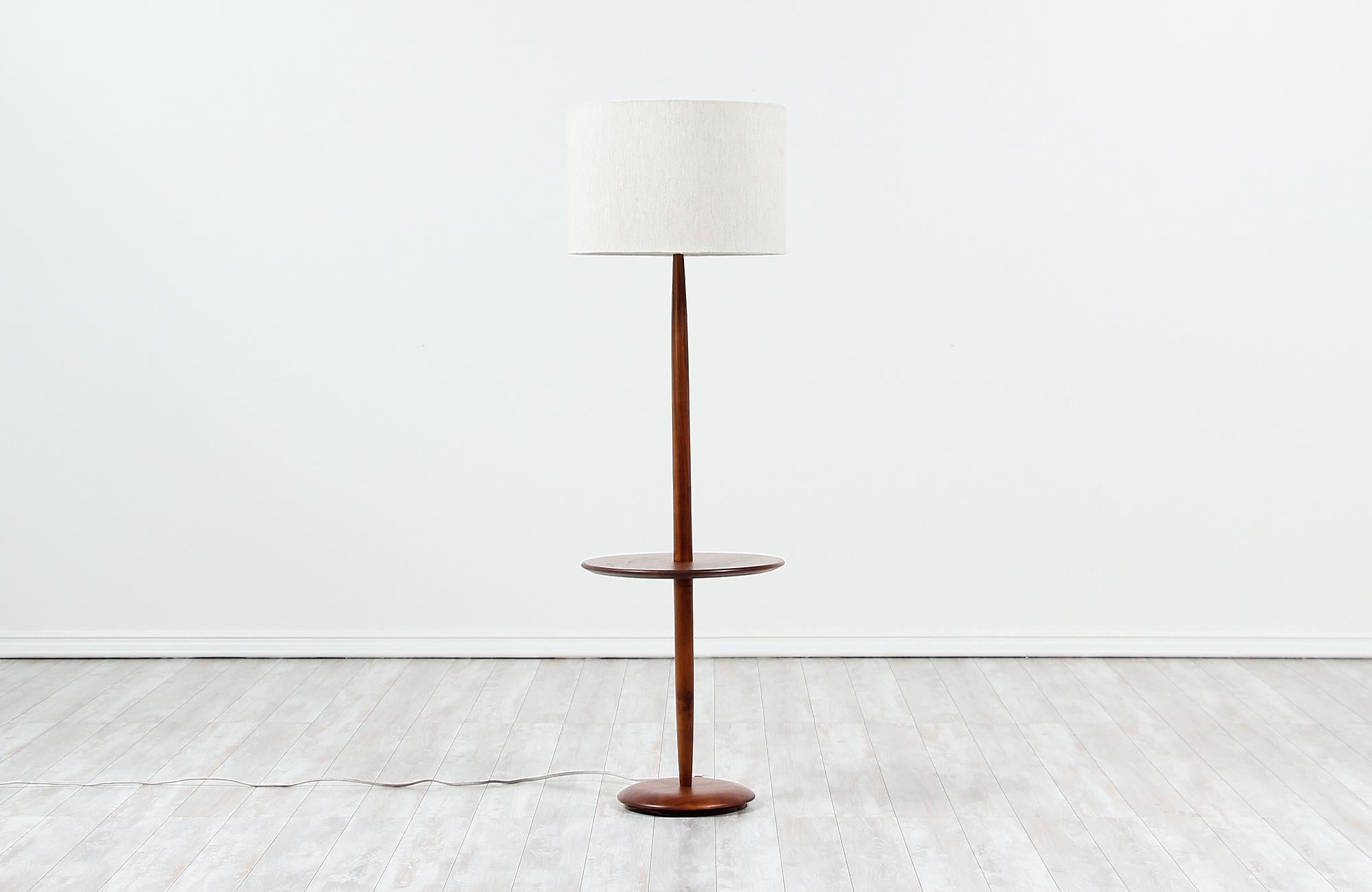 American Mid-Century Modern Floor Lamp with Side Table by Laurel