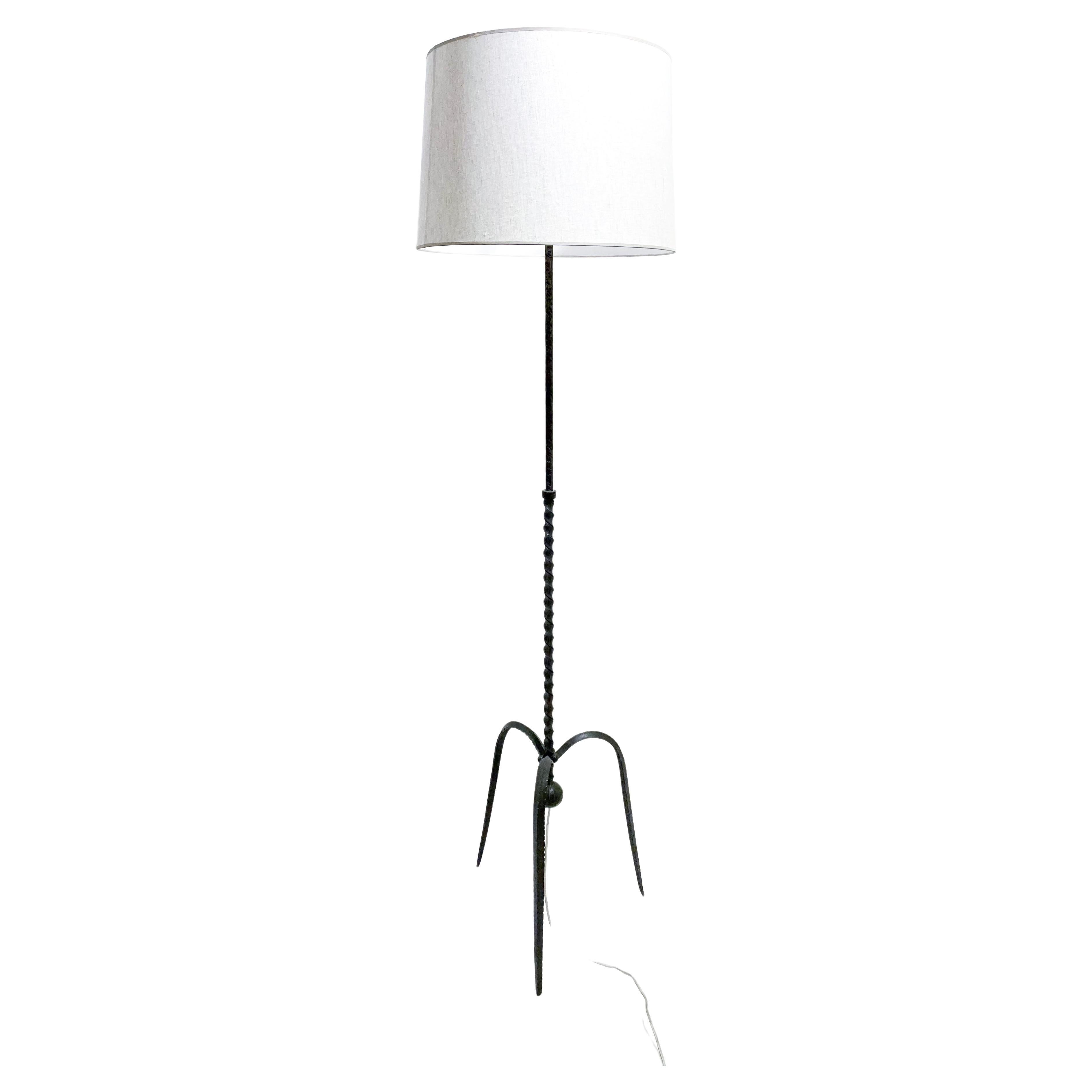 MidCentury Modern Wrought Iron Standing Lamp For Sale at 1stDibs