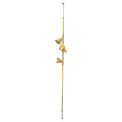 Mid Century Modern Floor to Ceiling Pole Lamp 3 Adjustable Heads in Cream