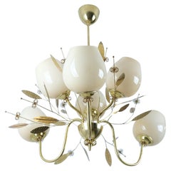 Mid-Century Modern Floral Brass Ceiling Lamp Model ER 85/6, Itsu Finland 1950s