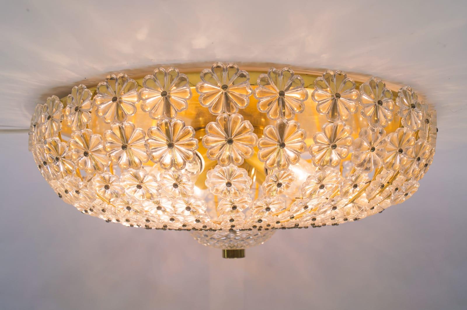 Mid-Century Modern Floral Glass Wall and Ceiling Lamp, 1960s In Good Condition In Nürnberg, Bayern