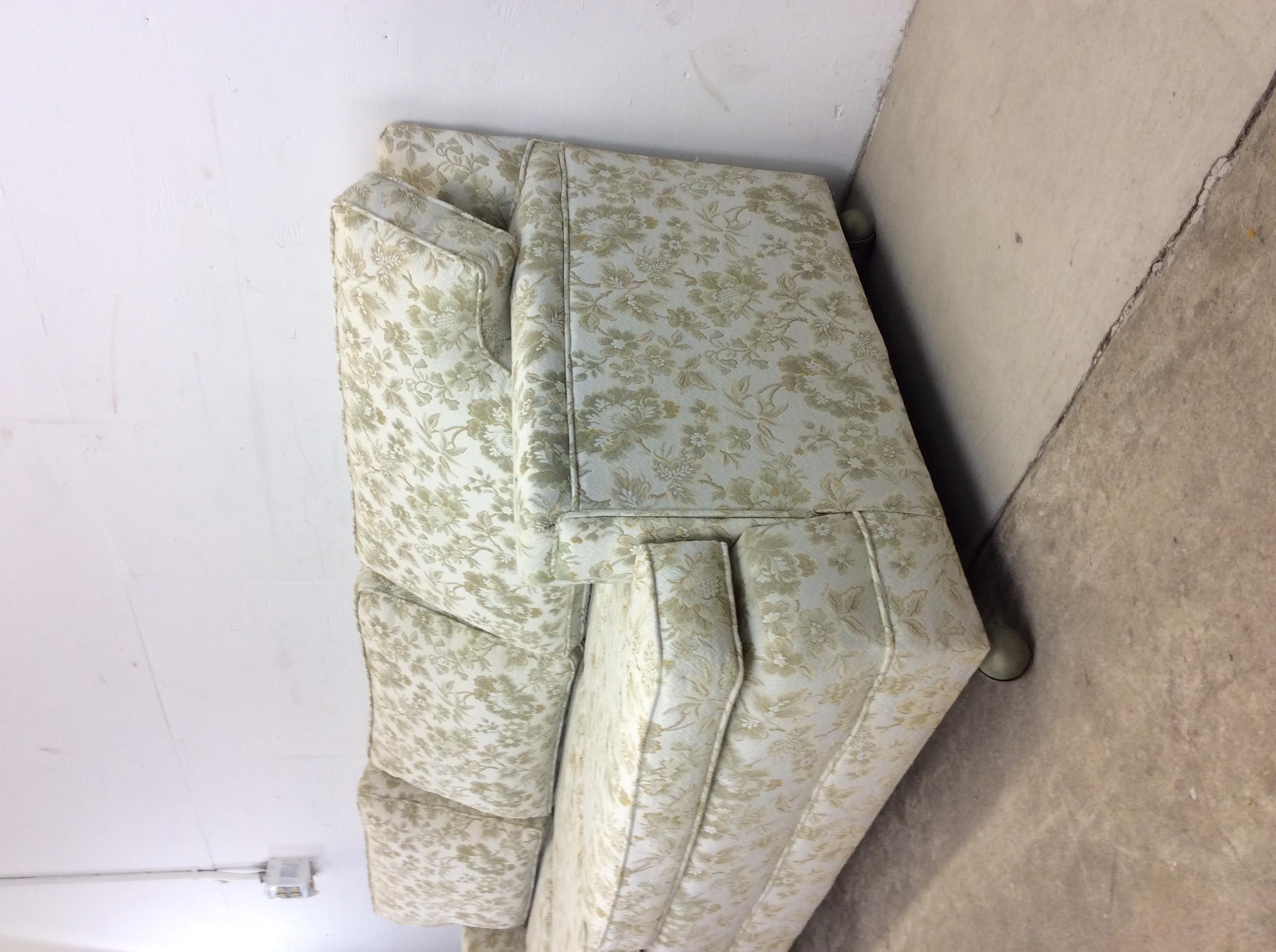 Mid-Century Modern Mid Century Modern Floral Patterned 3 Seater Sofa on Wheels For Sale
