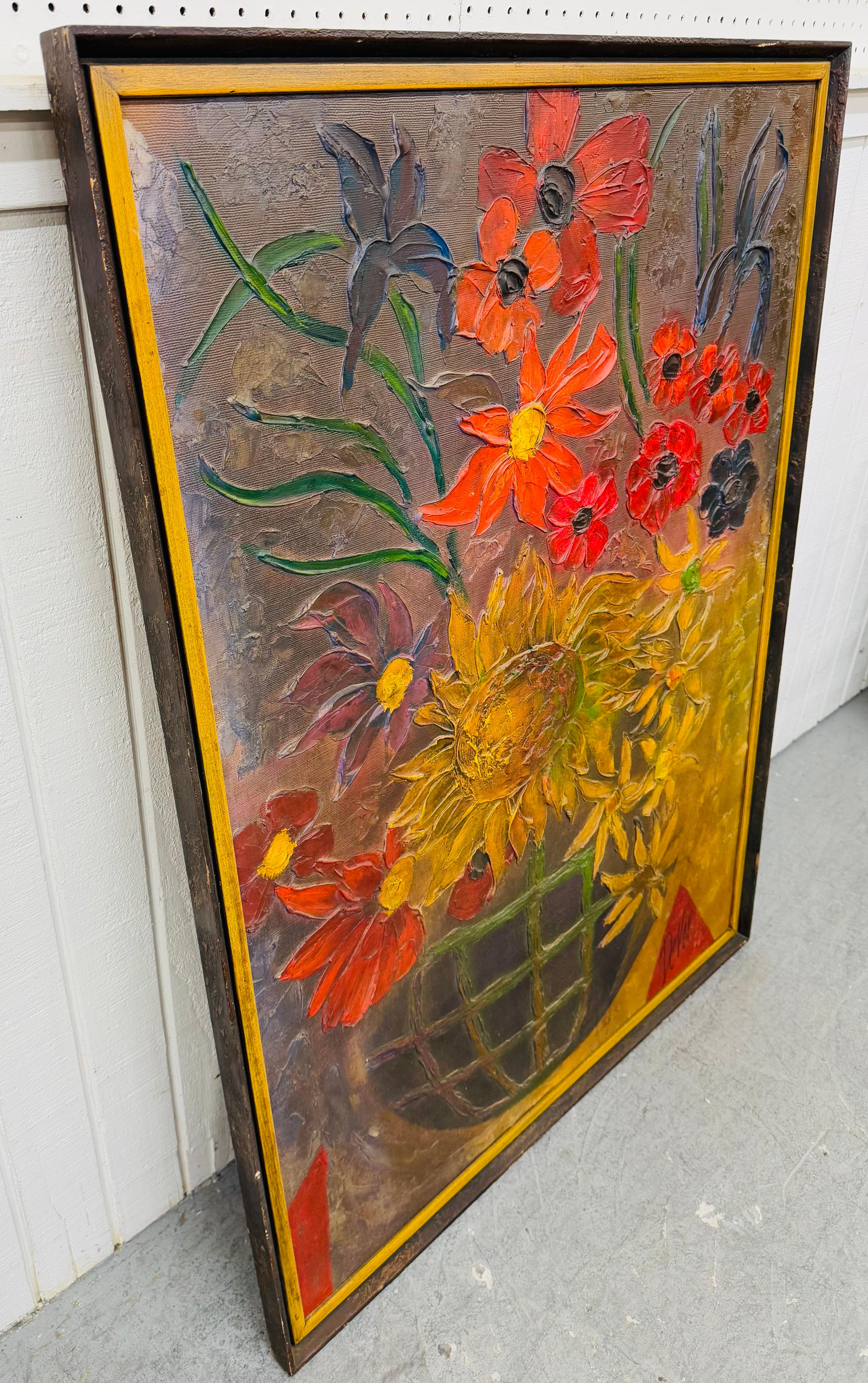 This listing is for a Mid-Century Modern Floral Still Life Painting. Featuring a rectangular frame, an array of colors, multiple flowers, and wooden frame. This is an exceptional combination of quality and MCM design!