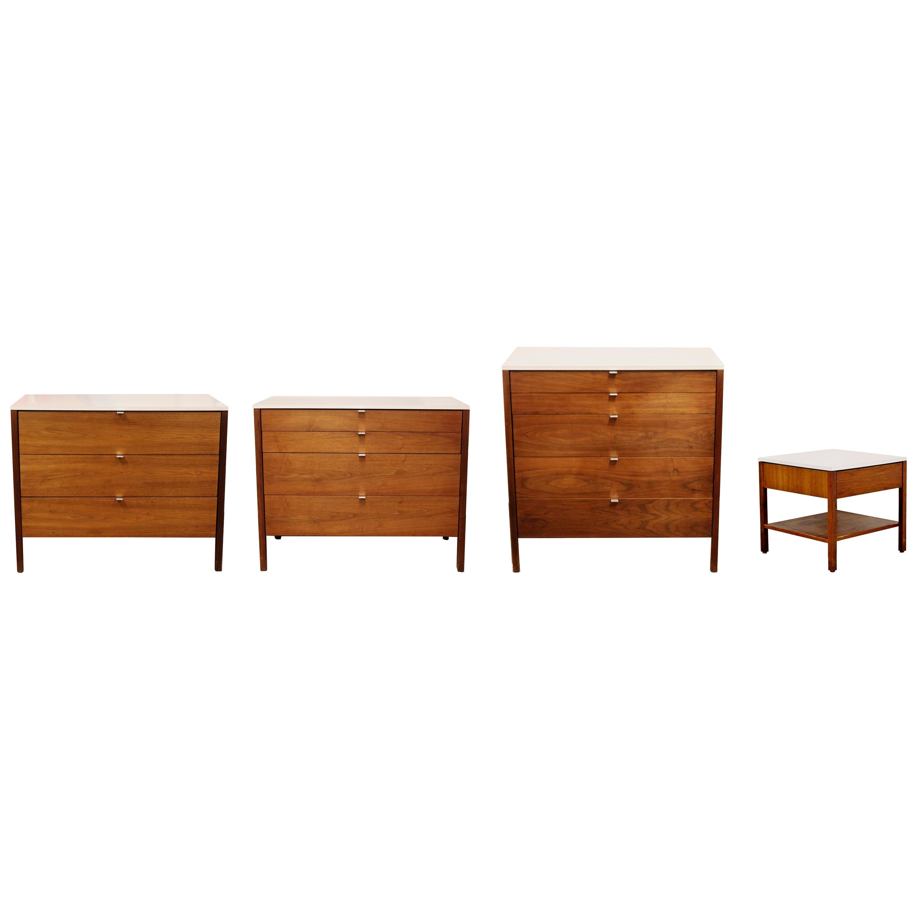 Mid-Century Modern Florence Knoll Bedroom Set of 3 Dressers and Nightstand