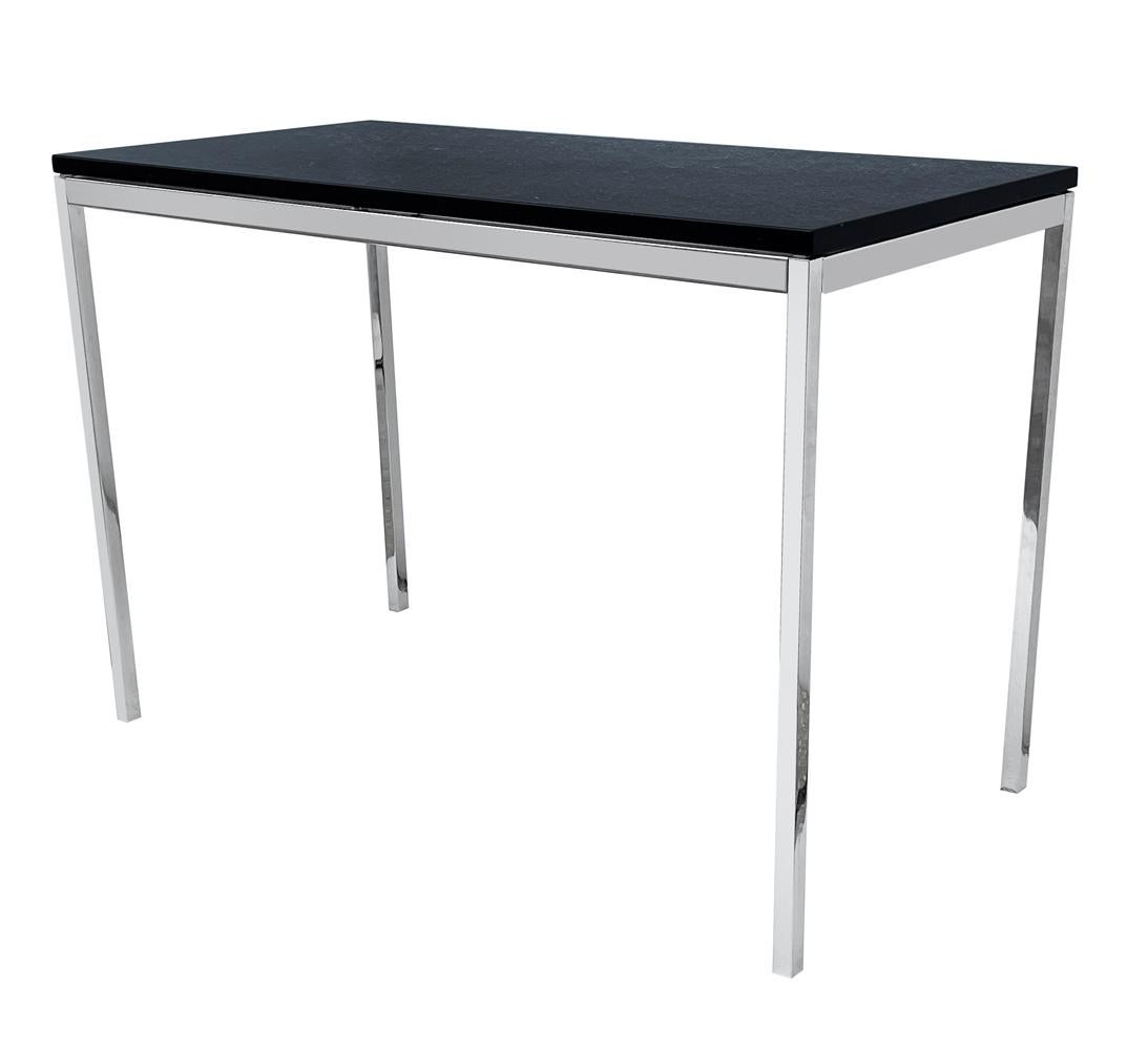 Acier inoxydable Table console ou table d'entrée moderne du milieu du siècle en marbre noir Florence Knoll en vente