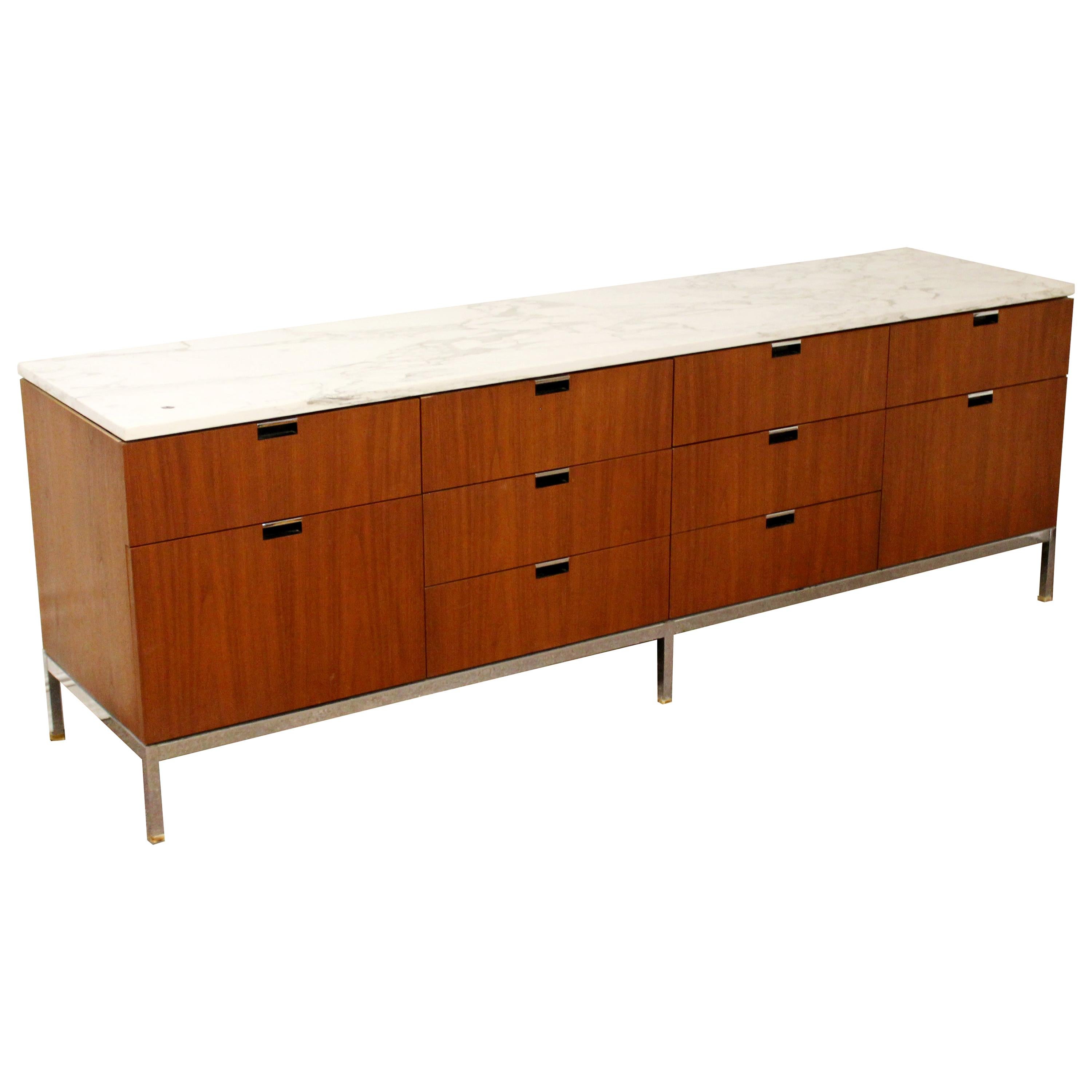 Mid-Century Modern Florence Knoll Calacatta Marble-Top Rosewood Credenza, 1960s