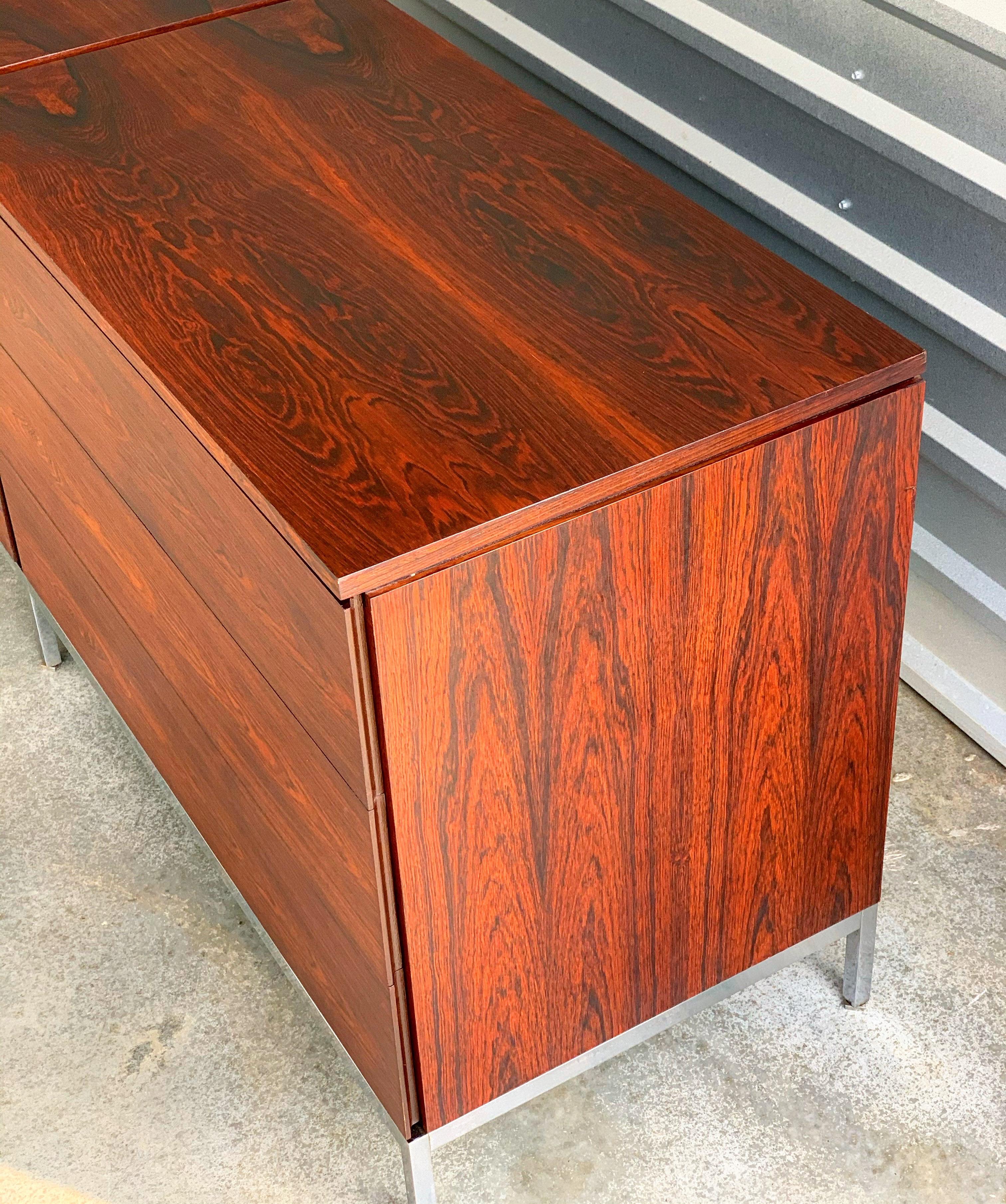 Chrome Mid-Century Modern Florence Knoll Dresser in Rosewood for Knoll Associates