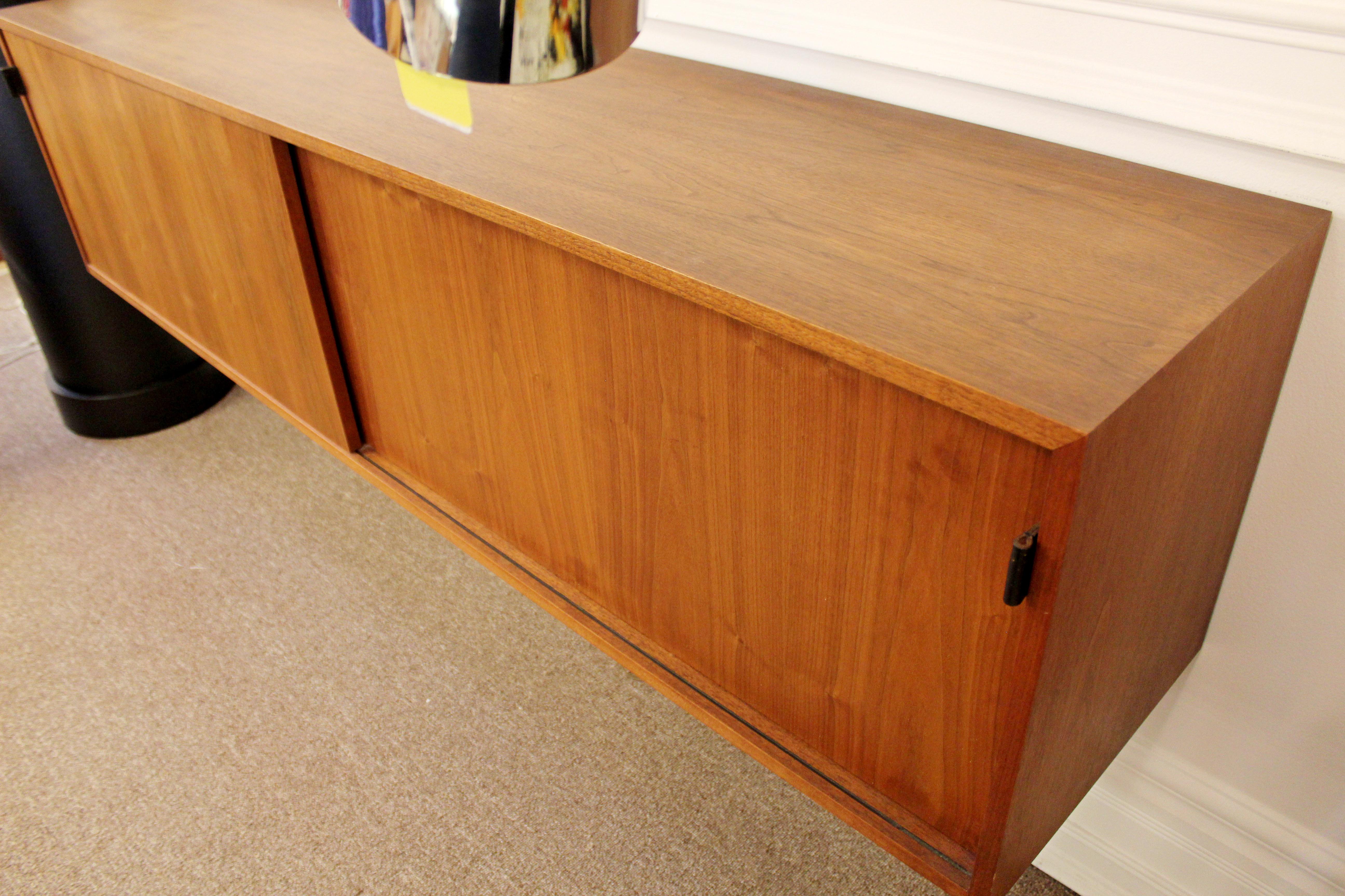 Mid-20th Century Mid-Century Modern Florence Knoll Floating Wall Mount Walnut Wood Credenza