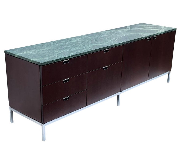 Mid-Century Modern Mid Century Modern Florence Knoll for Knoll Green Verde Marble Top Credenza
