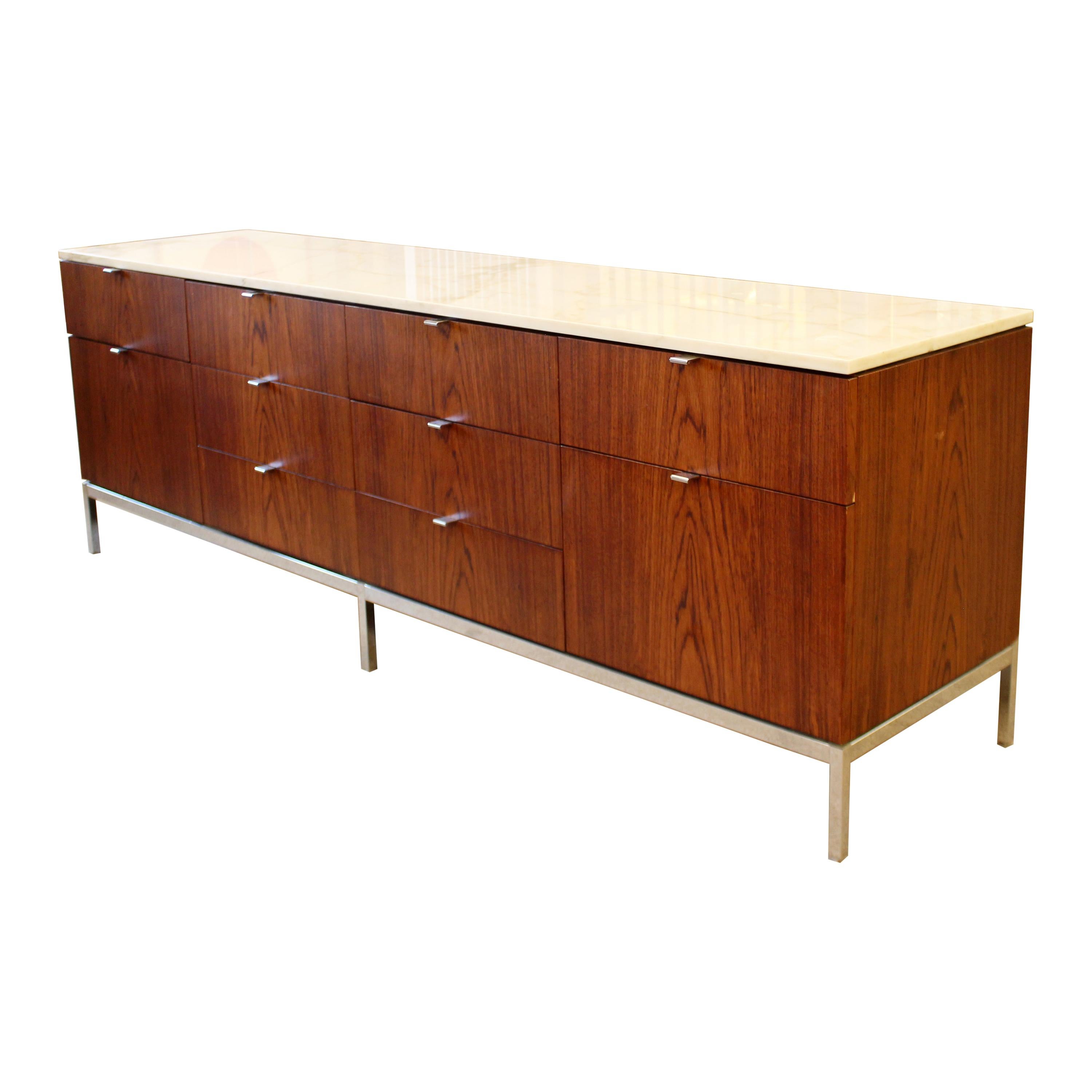 Mid-Century Modern Florence Knoll for Knoll Int. Rosewood Marble Credenza, 1960s