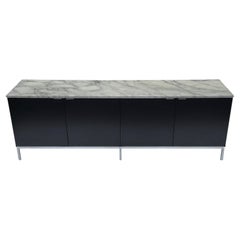 Mid-Century Modern Florence Knoll Marble Credenza or Media Cabinet in Ebony Wood