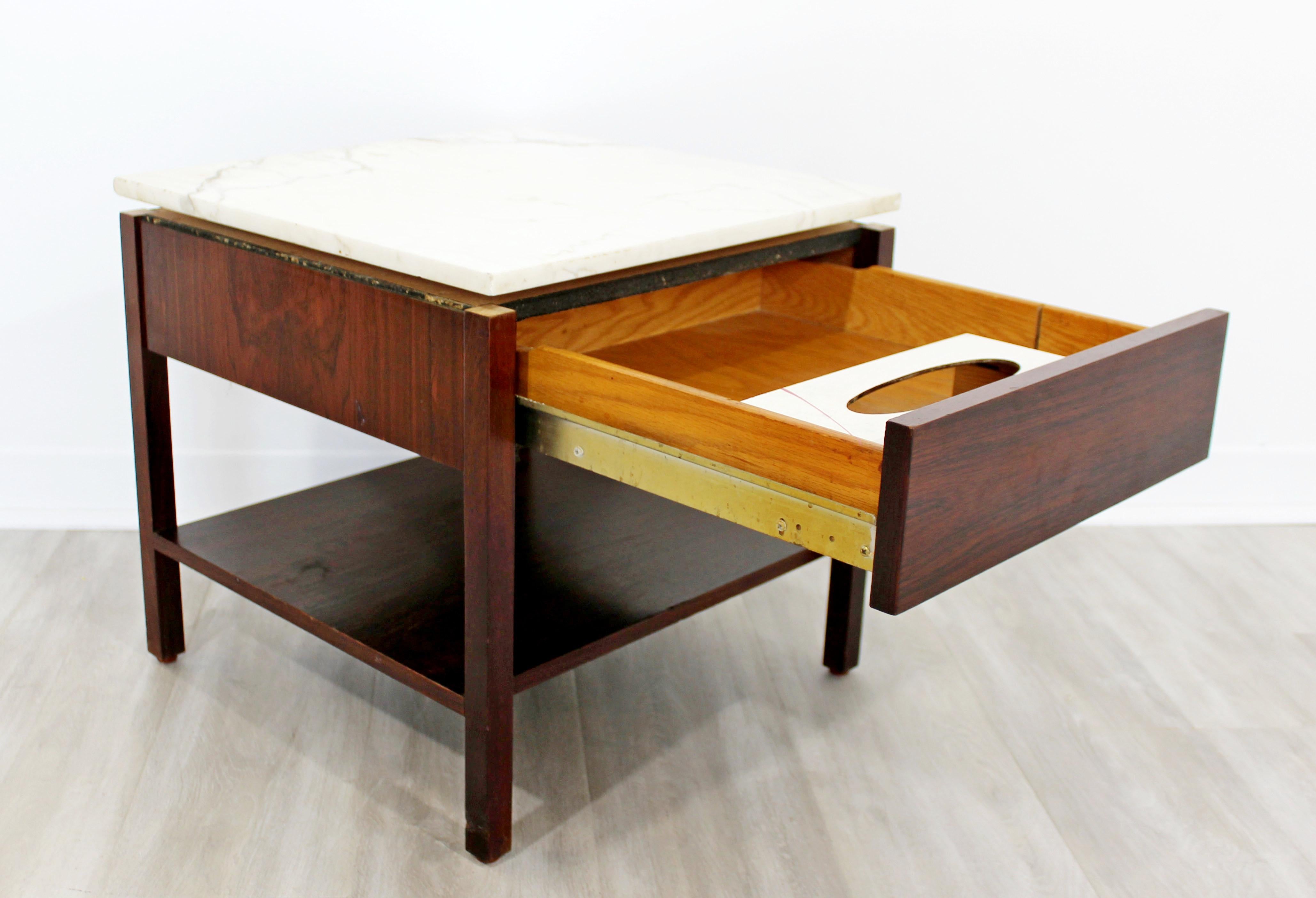 Mid-20th Century Mid-Century Modern Florence Knoll Nightstand Side Table Rosewood & Marble, 1960s