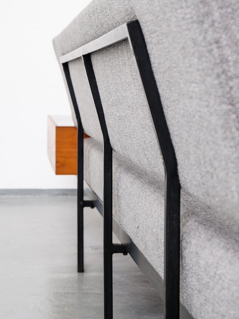 MidCentury Modern Florence Knoll Sofa with Walnut Table Attachment