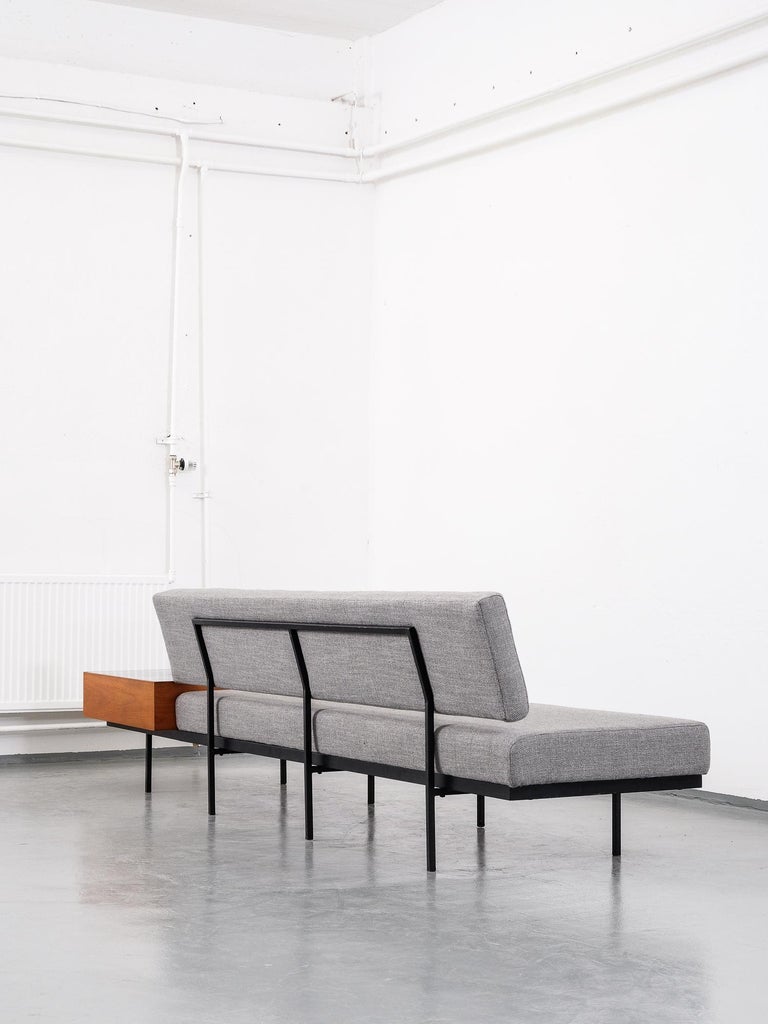 MidCentury Modern Florence Knoll Sofa with Walnut Table Attachment